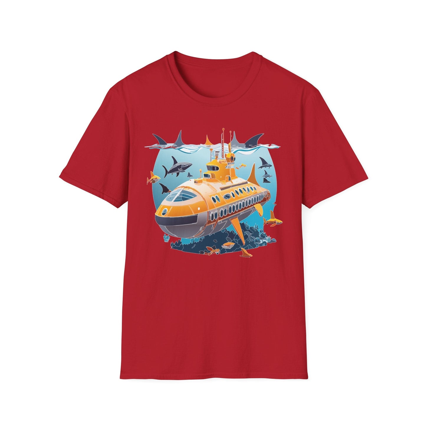Ocean Themed Unisex Gildan Softstyle 64000 Short Sleeve T Shirt With Ocean Art Design