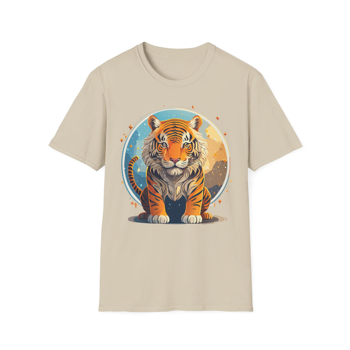 Vintage Tiger Illustration T-Shirt | Retro Sunset Tiger Print