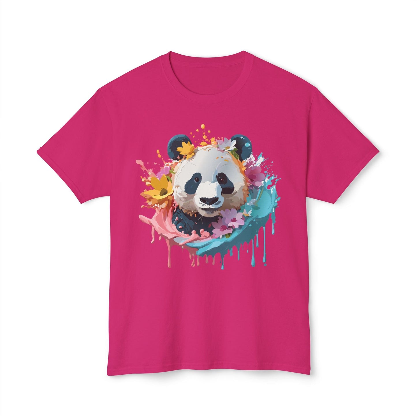 Unisex Panda T Shirt With Art Print Vintage Panda Floral Tees Panda Art Design Shirt USA Made