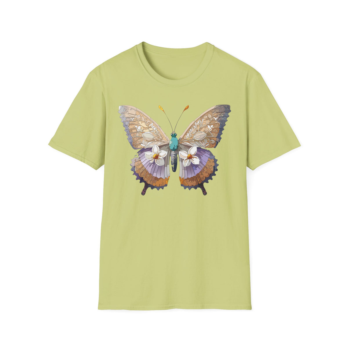 Butterfly Floral Tee — Delicate Botanical Butterfly Graphic Design Unisex 100 Cotton Gildan T-Shirt
