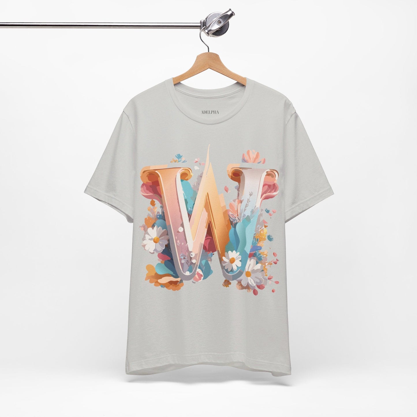 Letter W Shirt Graphic Tee Unisex Jersey Short Sleeve Vintage Inspired Art Adelpha Design