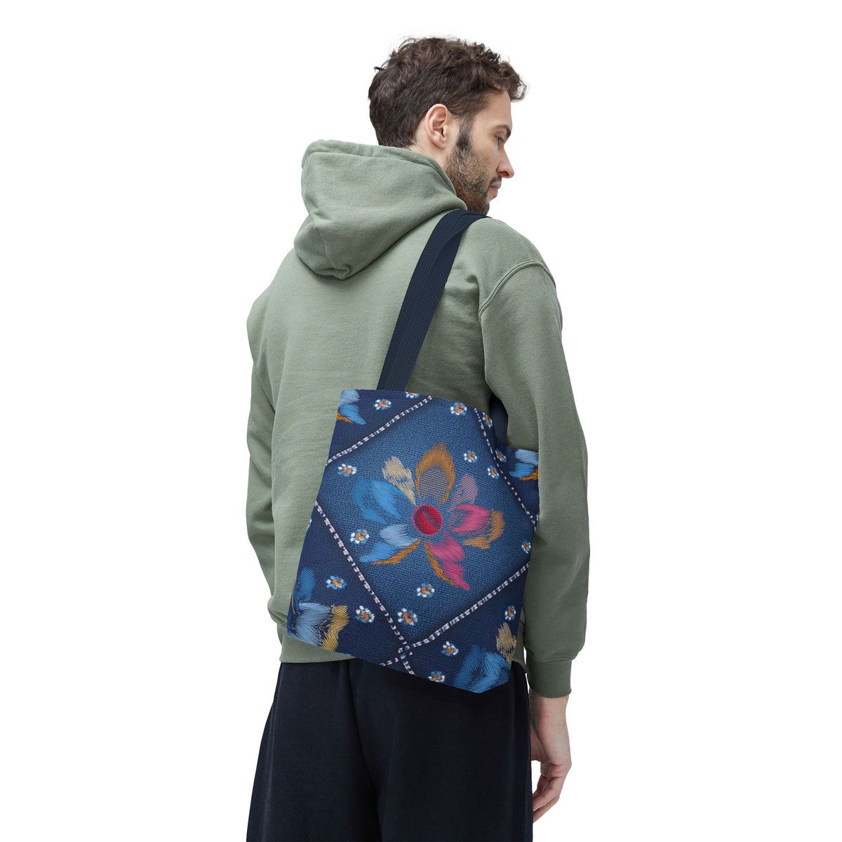 Denim Fabric Imitation Print Unisex Canvas Bag Poly Spun 3 Sizes Tote Bag 159-14