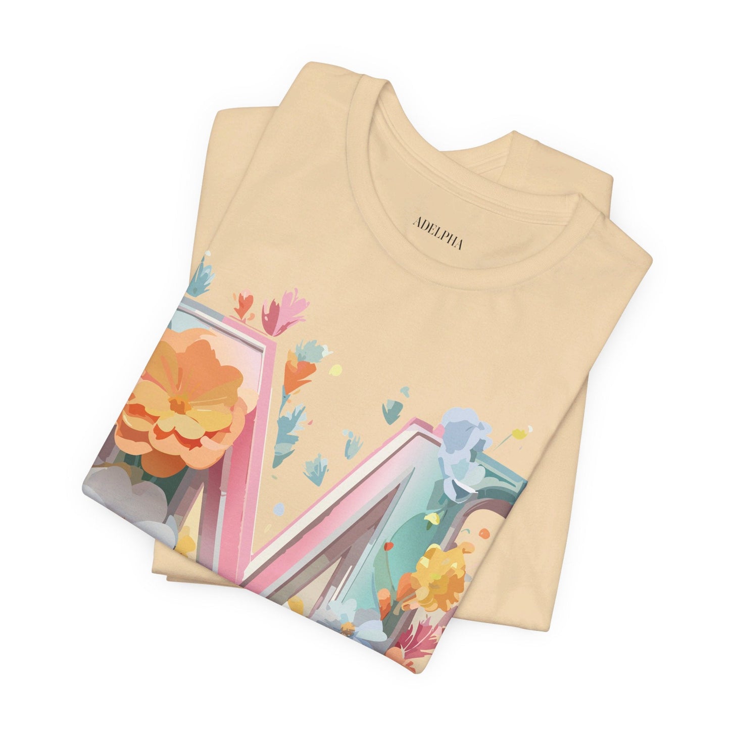 Letter M Graphic Tee Unisex Short Sleeve Shirt By Adelpha Vintage Artwork Design