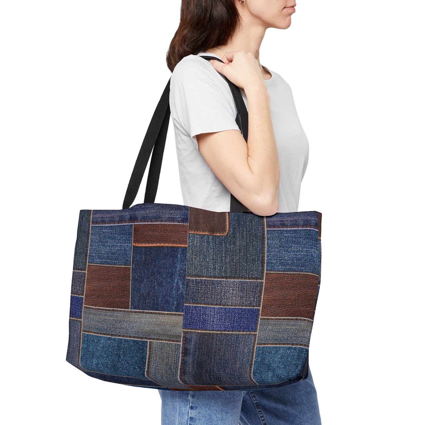 Denim Color Imitation Print Unisex  Weekender Bag  Spun Polyester 24x13 Canvas Bag 4