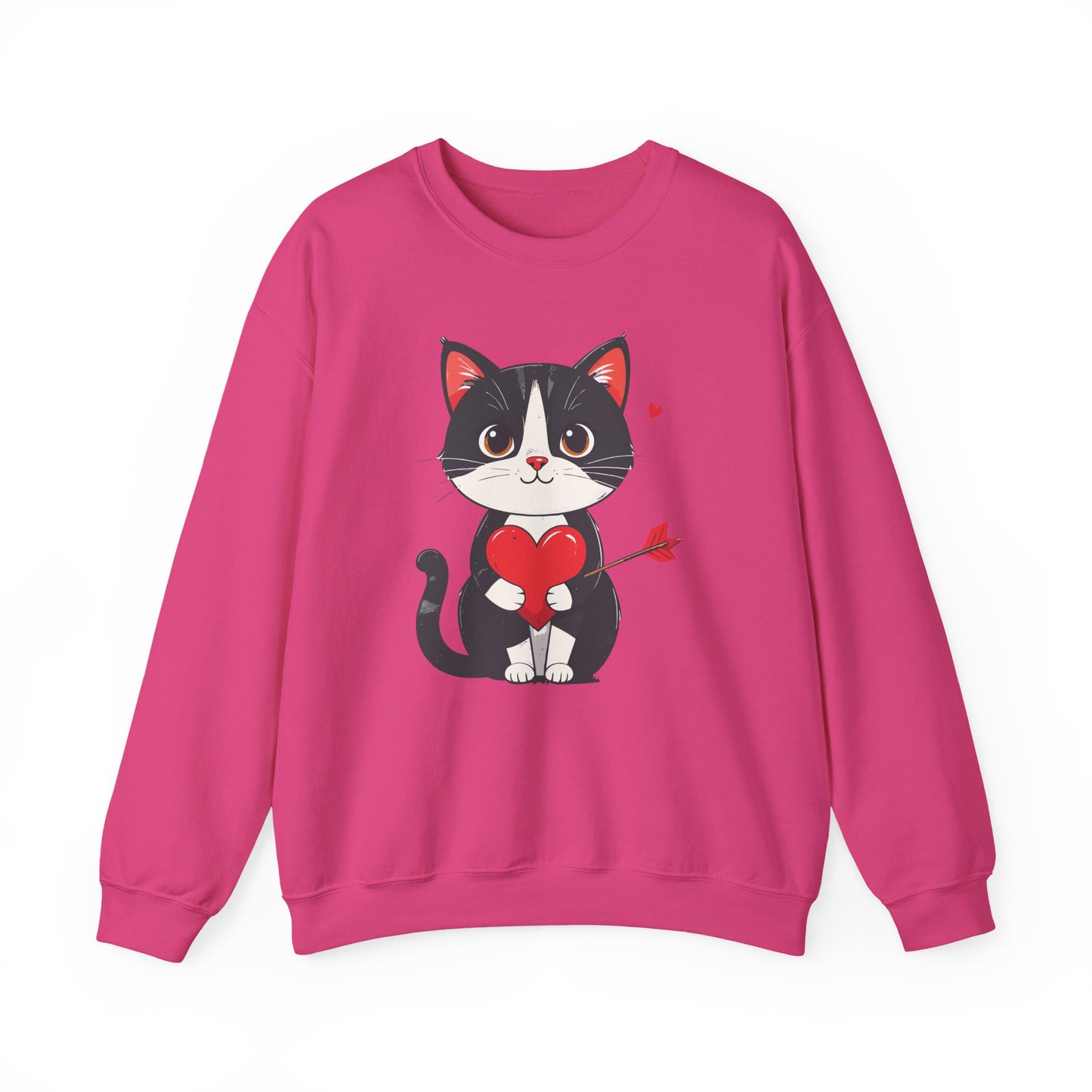 Cat Heart Sweatshirt, Heart Sweatshirt, Cat Sweatshirt, Valentine's Day Sweatshirt, 50/50 Cotton-Poly Animal Sweatshirt 103