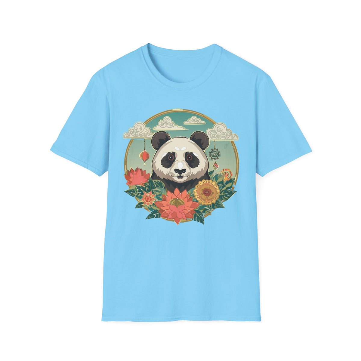 Panda Portrait T-Shirt | Floral Asian-Inspired Illustration