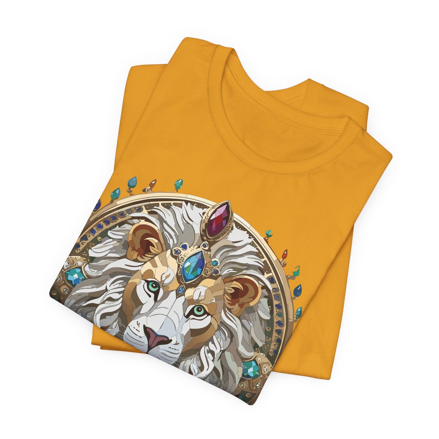 Unisex Lion Graphic Tee, Animal Shirt, Tee Shirt with Lion, Medallion T-Shirt, Animal Medallion Tees
