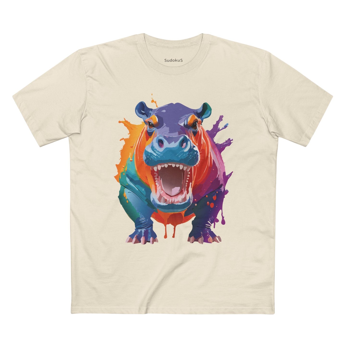 Hippo Graphic Unisex 100 Cotton Staple Tee with Animal Design Artwork 5