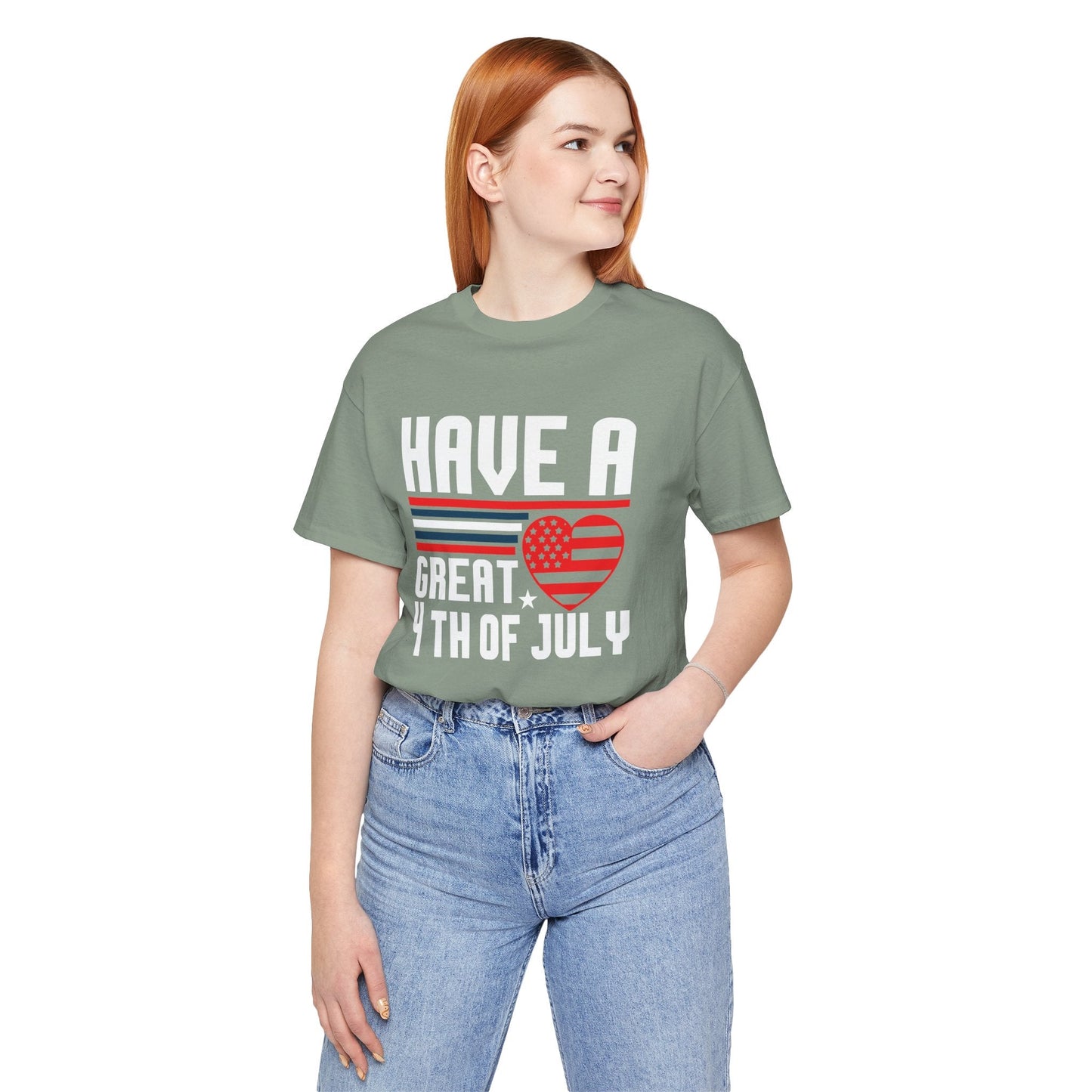 4th of July American Flag Graphic Unisex Cotton T-Shirt 020