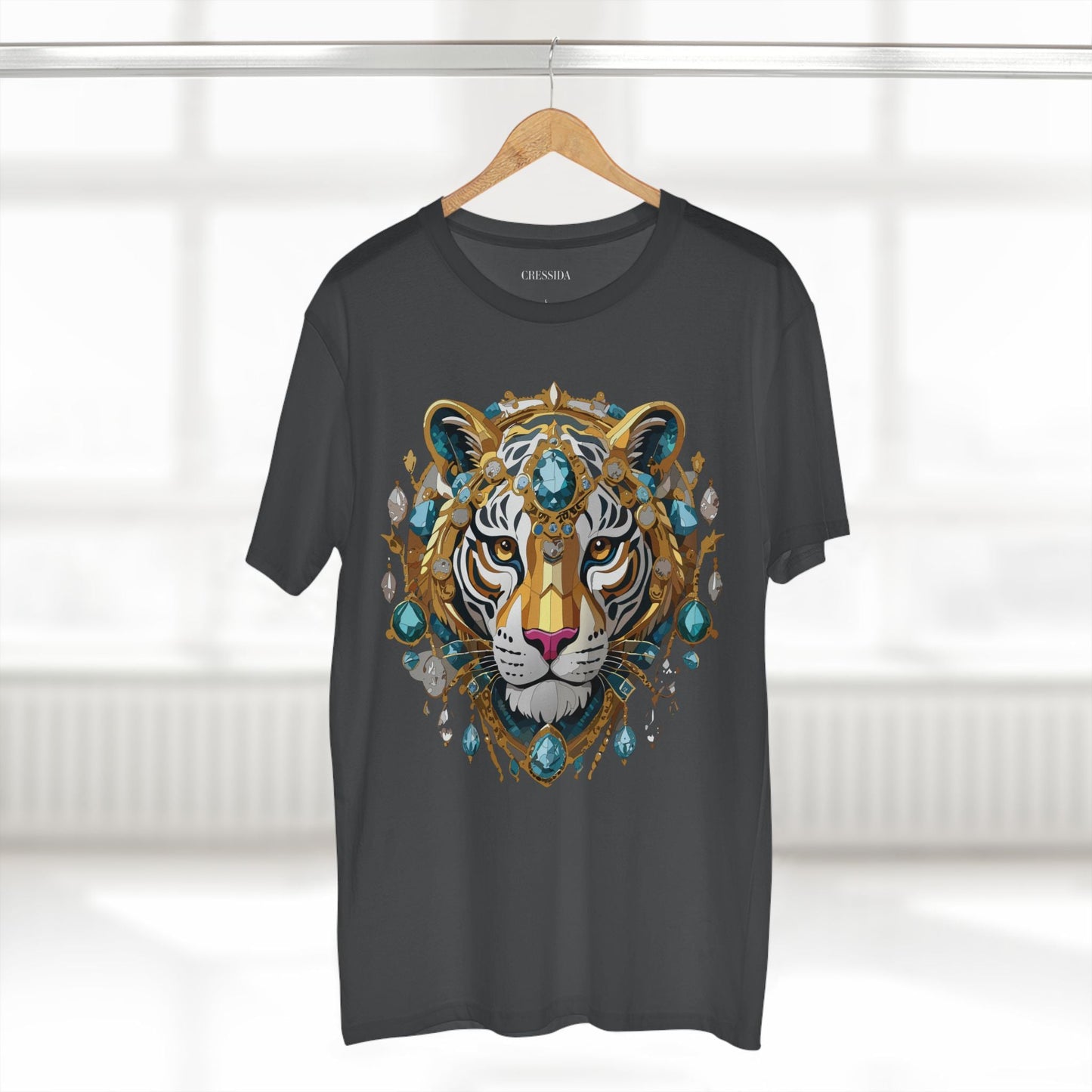 Tiger Graphic Unisex 100 Cotton Tee With Unique Animal Golden Medallion Art Design 50