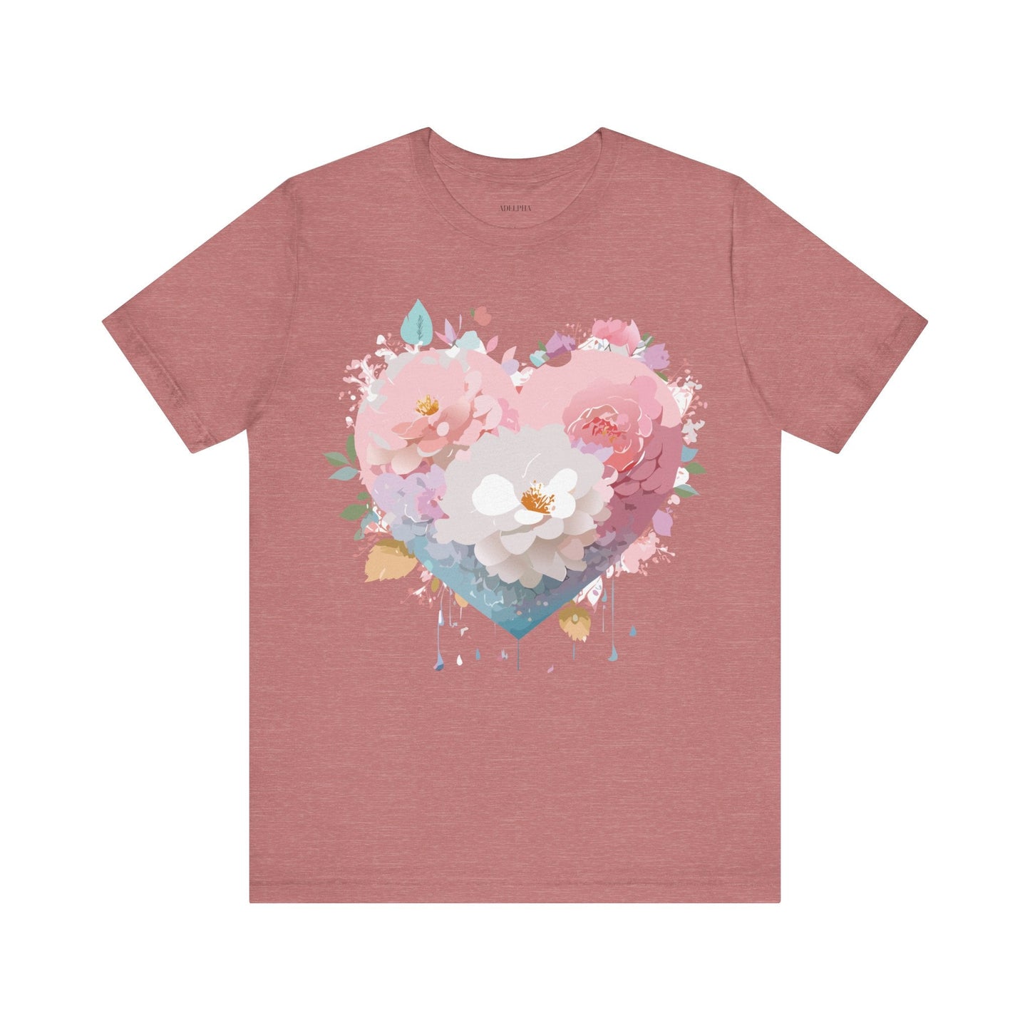 Valentine Day Graphic Unisex 100 Cotton Vintage Artwork with Love and Flower Design Tee 35