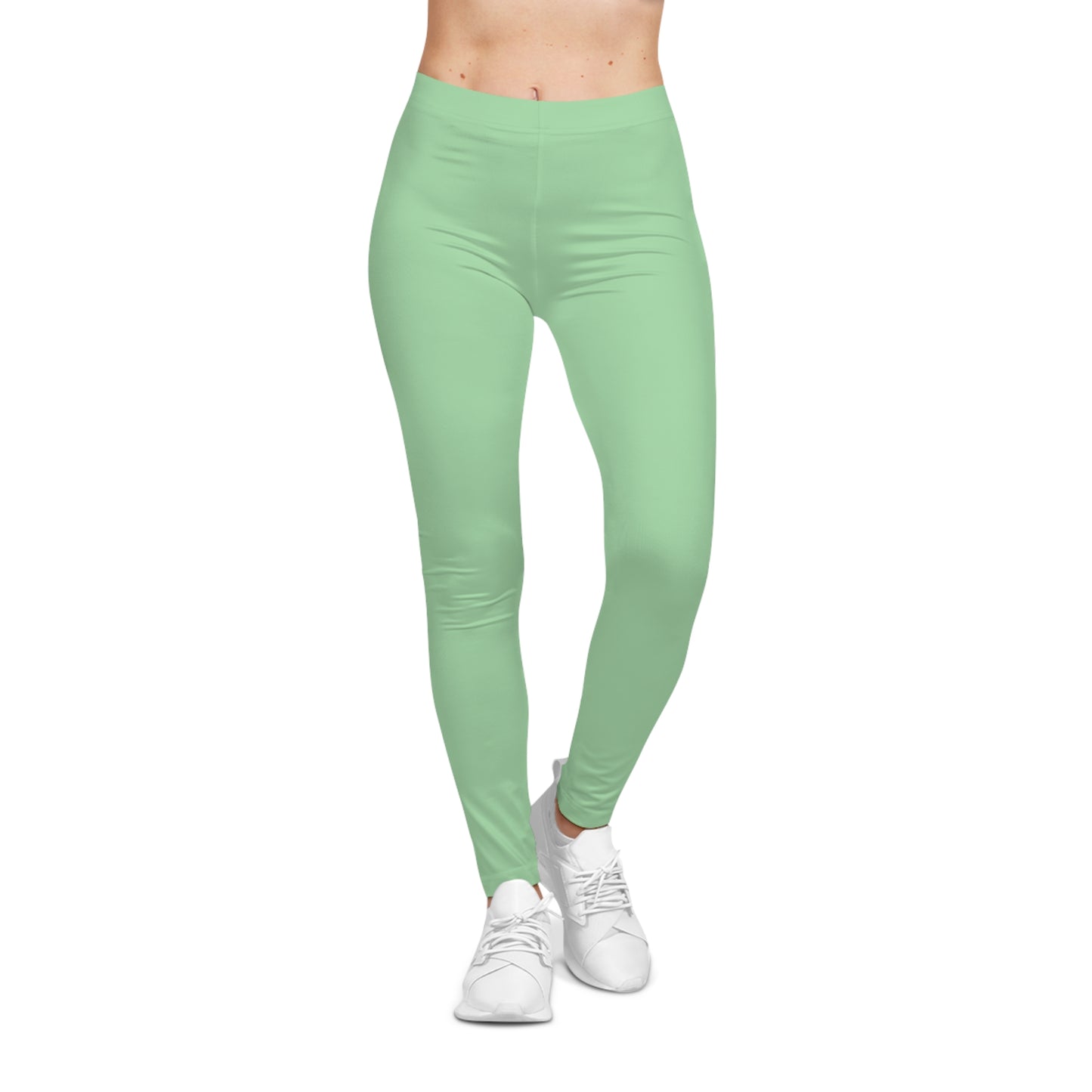 Celadon Green Color Women's Poly-Span Casual Leggings XS-2XL