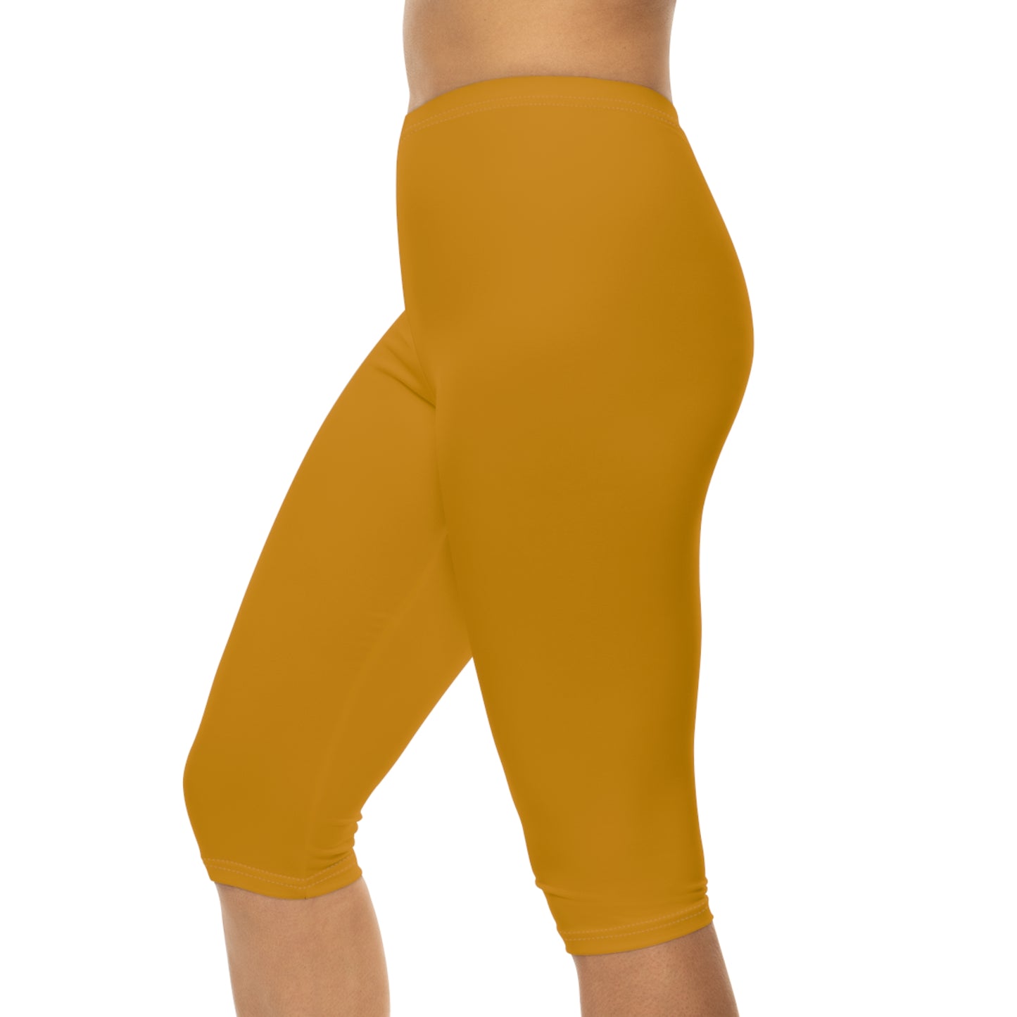 Harvest Bronze Color Women's Brushed Suede Poly Span Casual Capri Leggings XS-2XL