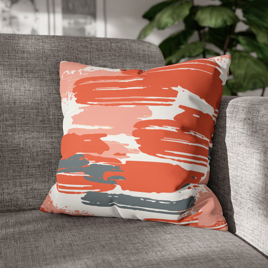 Faux Suede Pillowcase with Abstract print