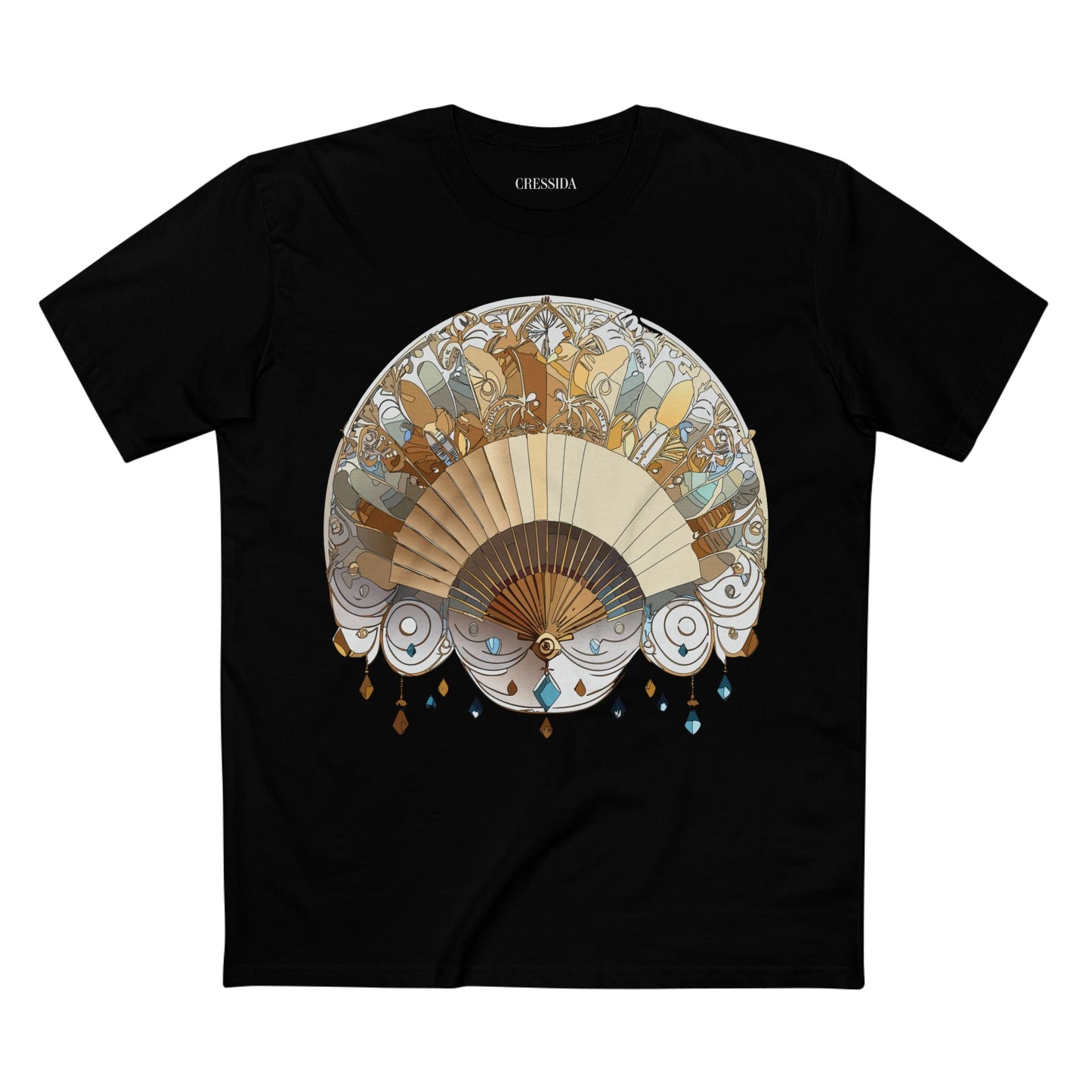 Antique Fan Graphic Design T-Shirt Unisex 100 Cotton Floral Carnival Artwork Tee 11