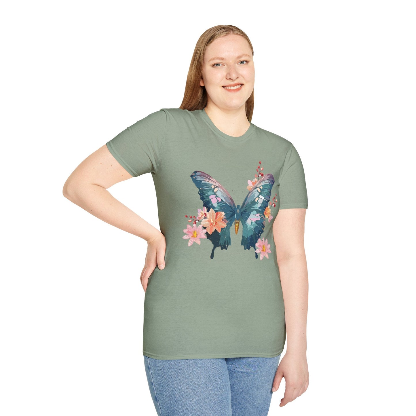 Butterfly T Shirt Unisex Gildan Softstyle 64000 100 Percent Ring Spun Cotton Monarch Tee