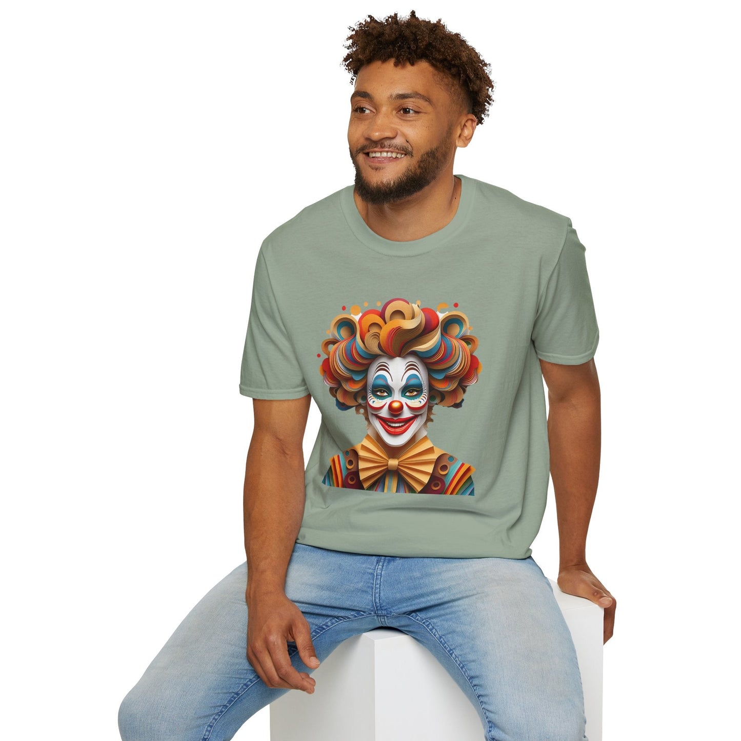 Unisex Clown Shirt Funny Man Circus Tee Short Sleeve Gildan Softstyle 64000 Cotton