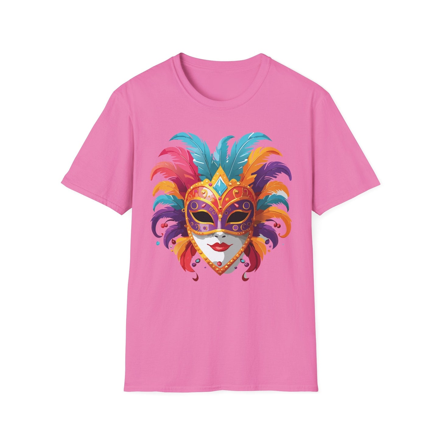 Unisex Gildan Softstyle Mask Tee Shirt With Art Design Casual Everyday Wear Masquerade Tee