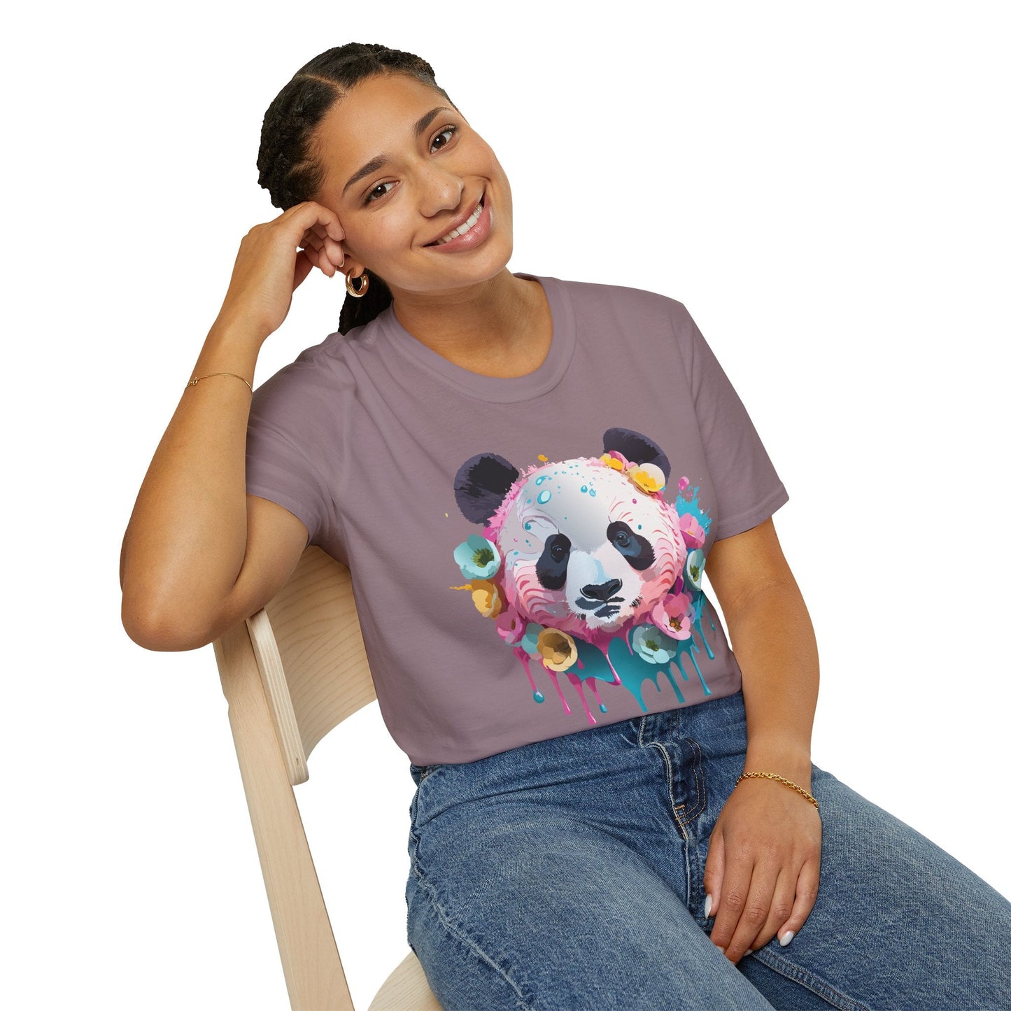 Panda Shirt Unisex T Shirt Graphic Tee Animal Print Gildan Softstyle 64000 100 Percent Cotton