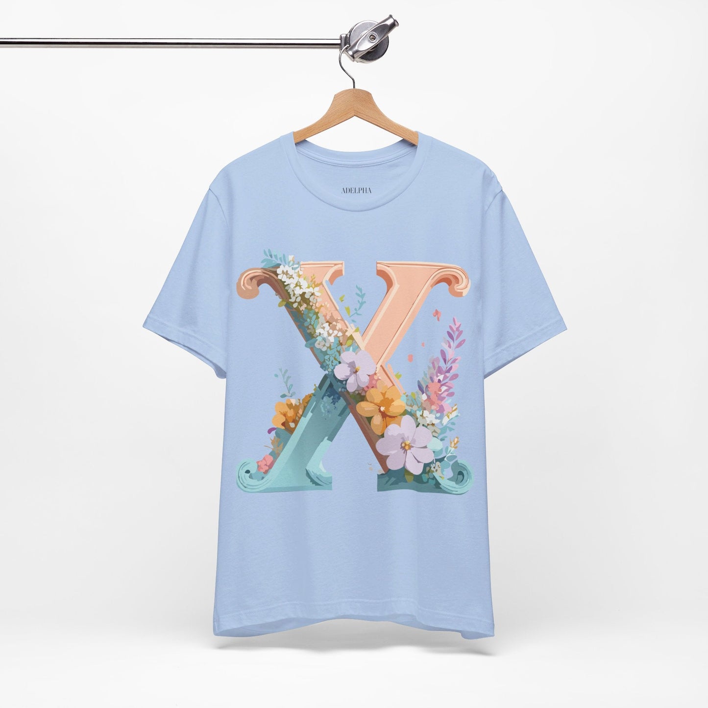 Letter X Shirt Unisex Jersey Graphic Tee By Adelpha With Vintage Inspired Artwork Short Sleeve
