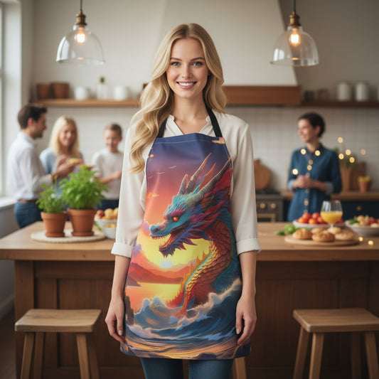 Dragon 100% Polyester Stain-resistant 31.5 x 25.6  Art Print Canvas Apron 2
