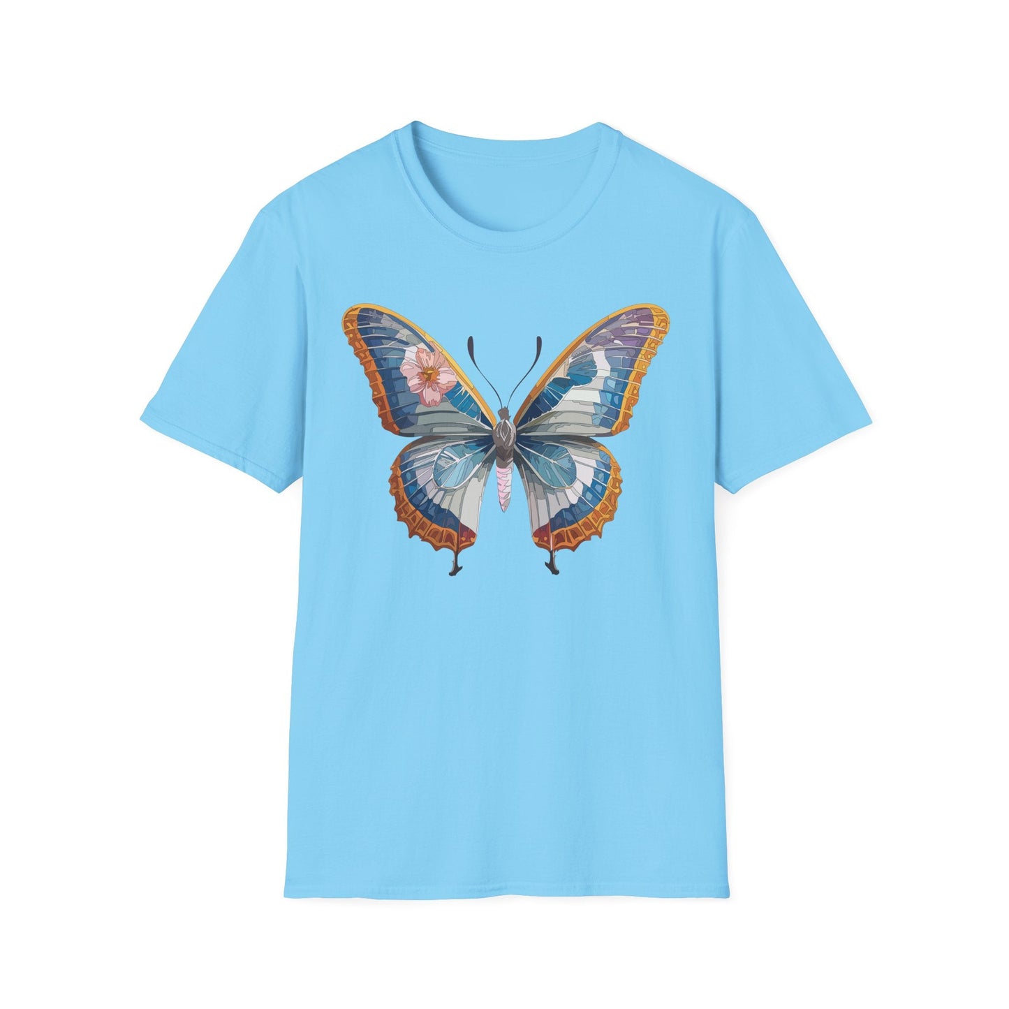 Unisex Butterfly Shirt Softstyle Tee 100 Percent Ring Spun Cotton Monarch Print Tee
