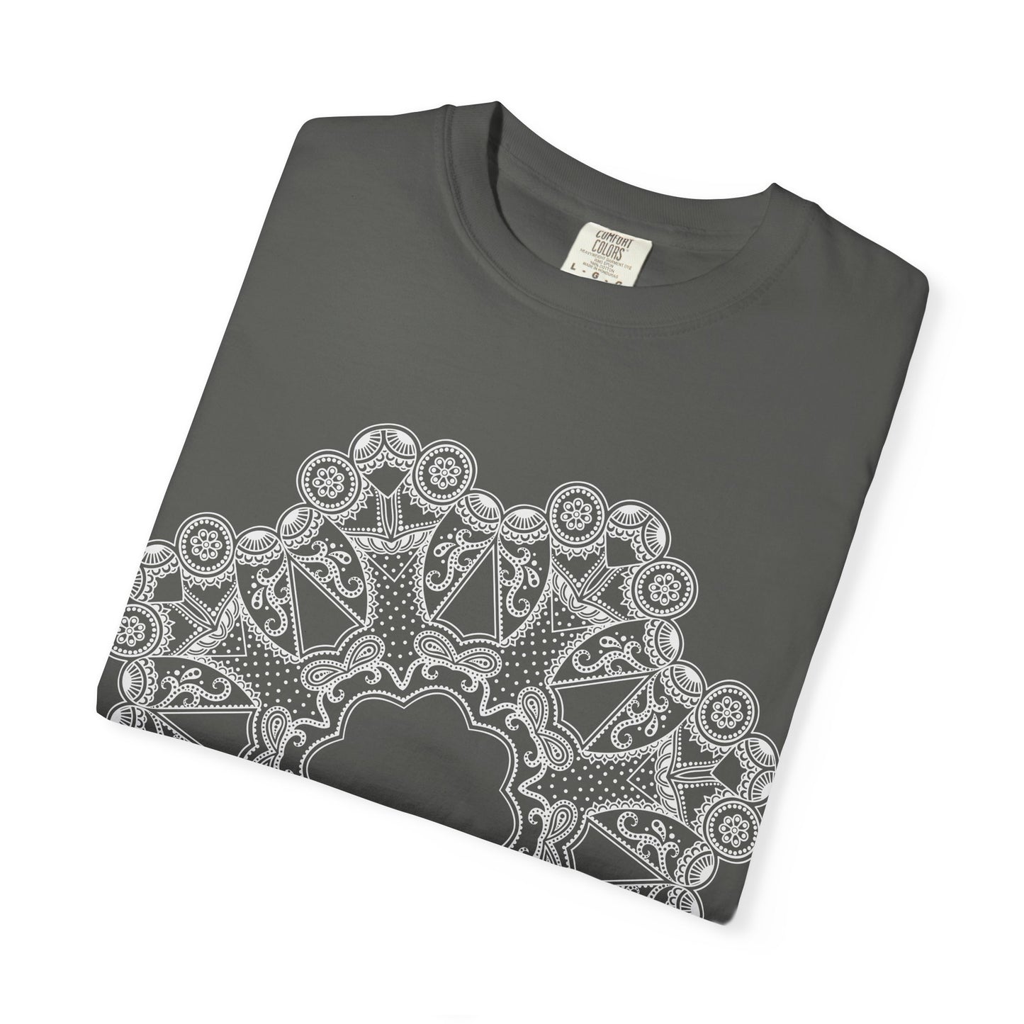 Unisex Garment Dyed Cotton T-Shirt with Mandala Graphic Design