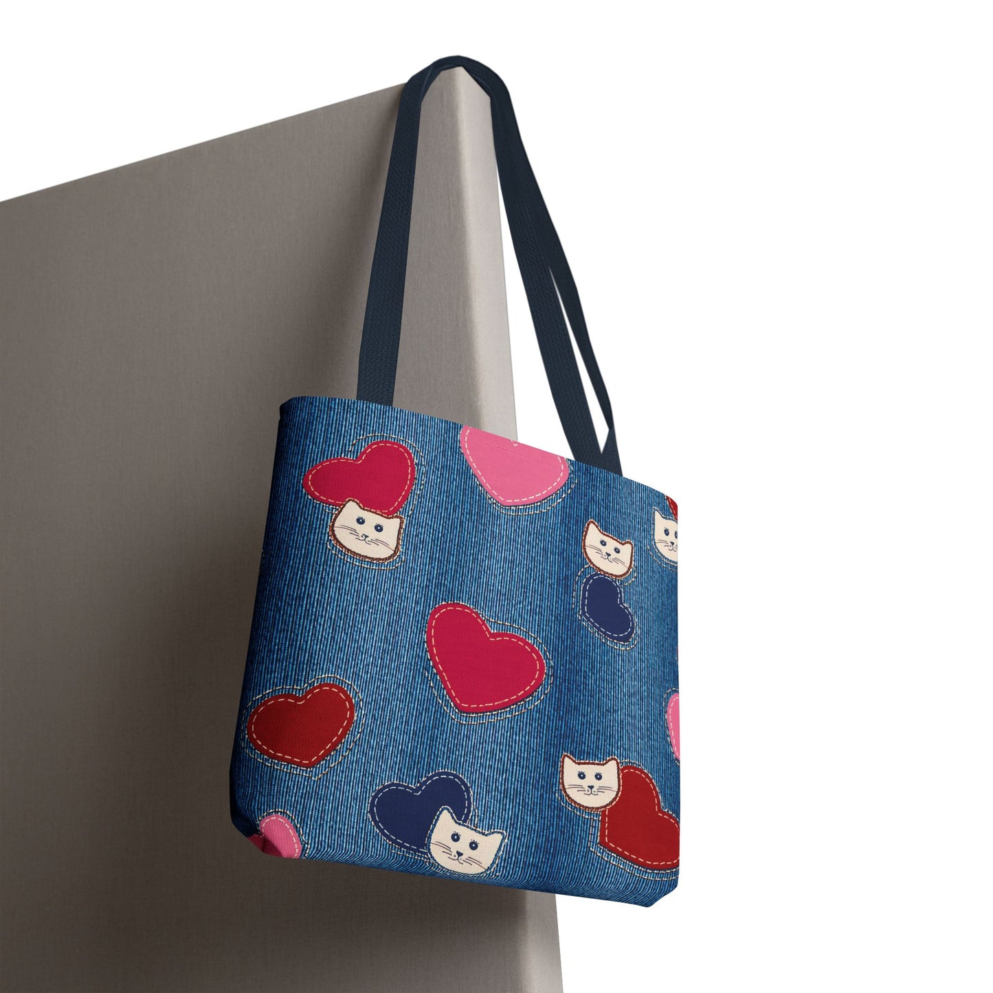 Love Day Graphic Design Denim Fabric Imitation Print Unisex Canvas Bag POLY 3 Sizes Tote Bag 201-17