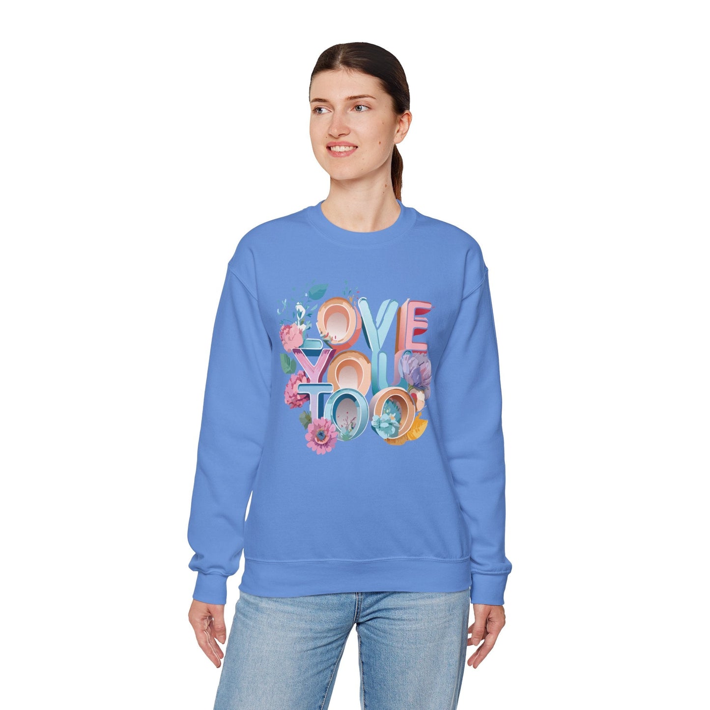 Floral Love Sweatshirt Valentines Day Unisex Crewneck Gildan 18000 Heavy Blend Warm