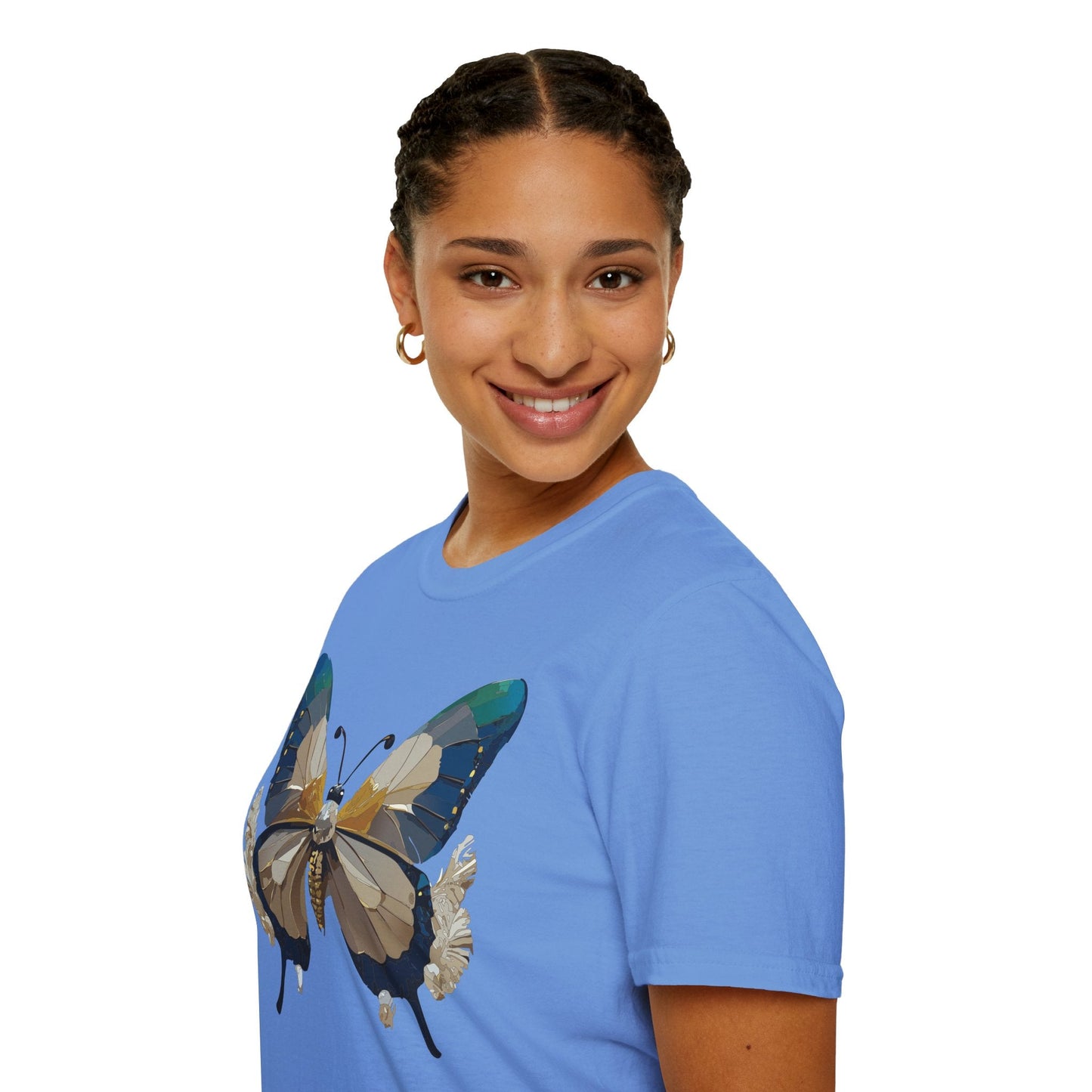Butterfly Themed Unisex T Shirt With Monarch Design Gildan Softstyle 64000 Premium Ring Spun Cotton