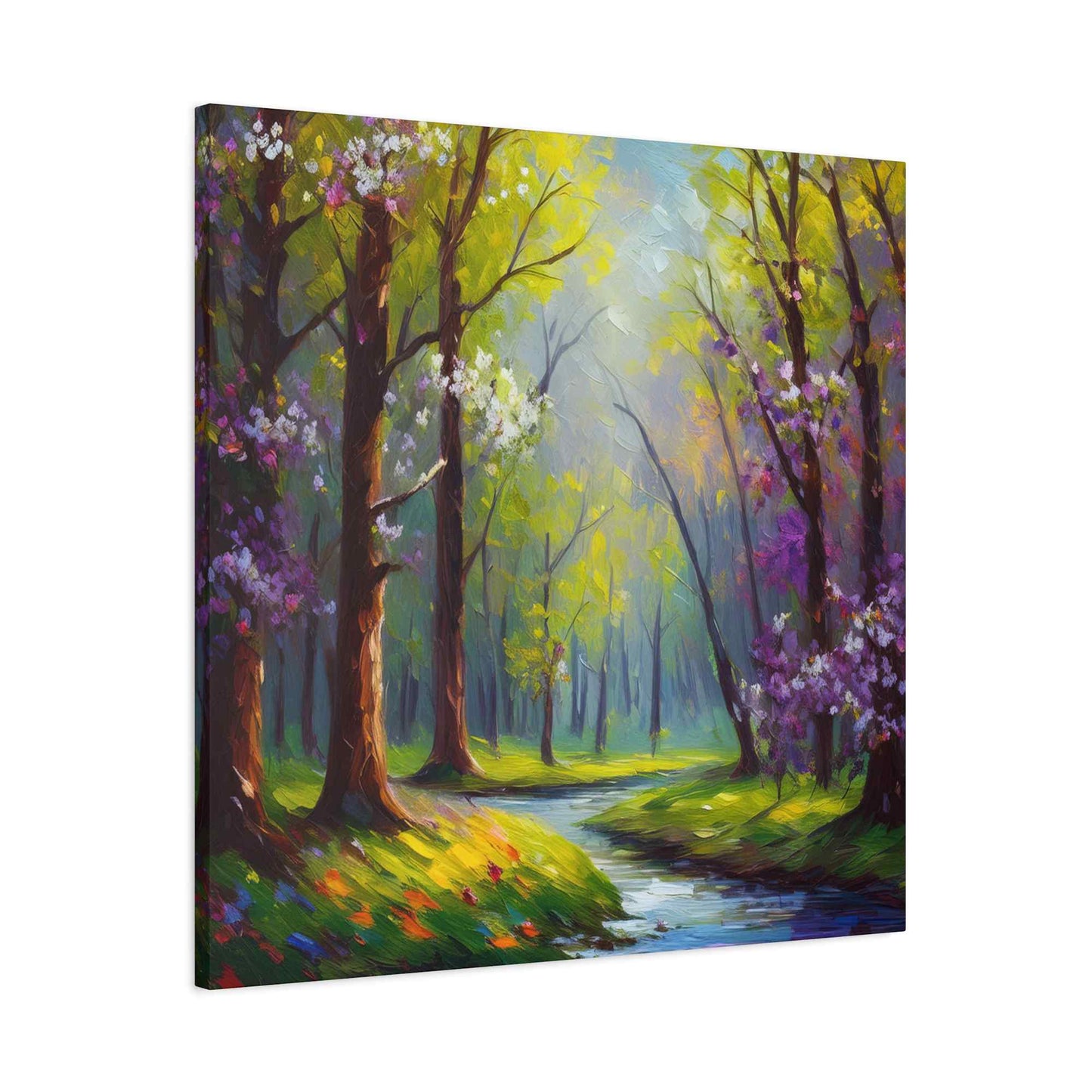 Spring Forest Print Canvas, Oil Paint Print 20x20, 24x24, 30x30, 32x32, 36x36 Art Design Print Pine-Wood Inner Frame MC-97