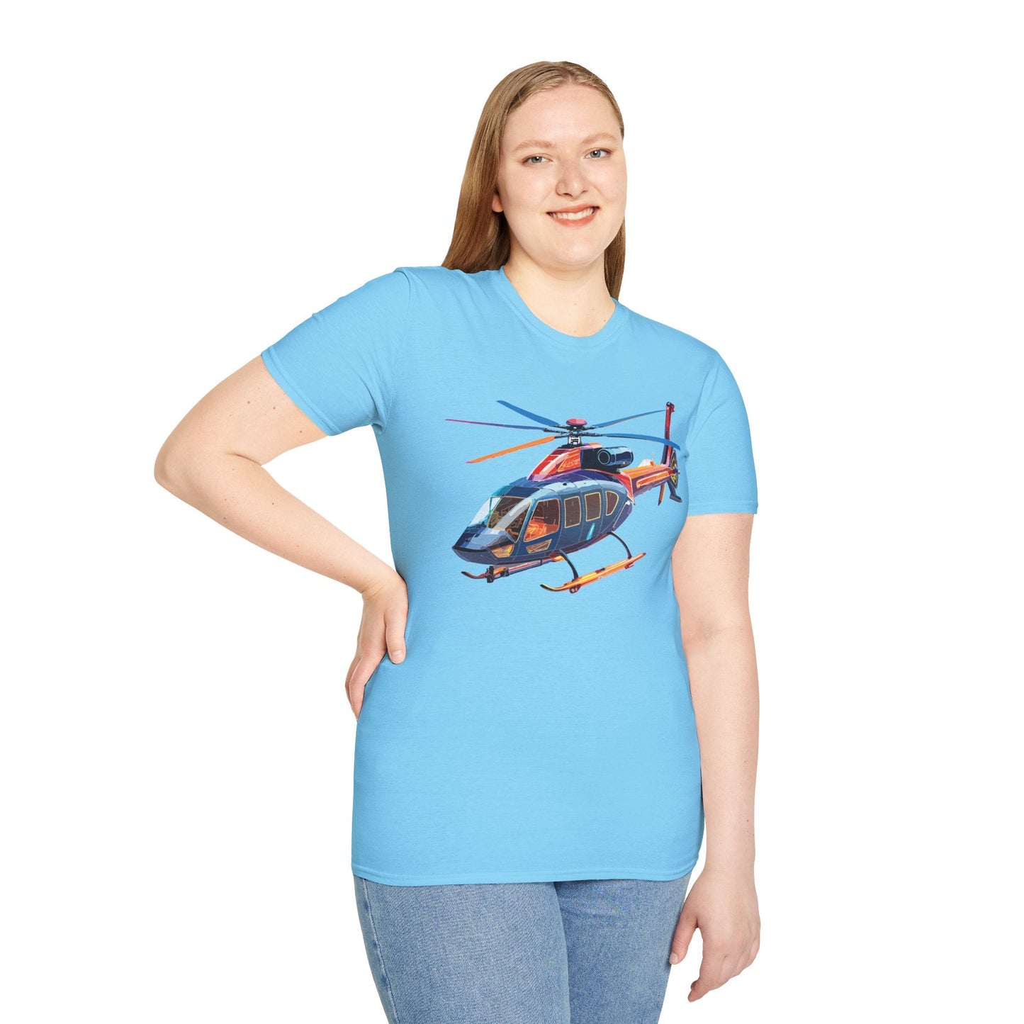 Chopper Helicopter Graphic T Shirt Unisex Softstyle Cotton Short Sleeve Artwork Design
