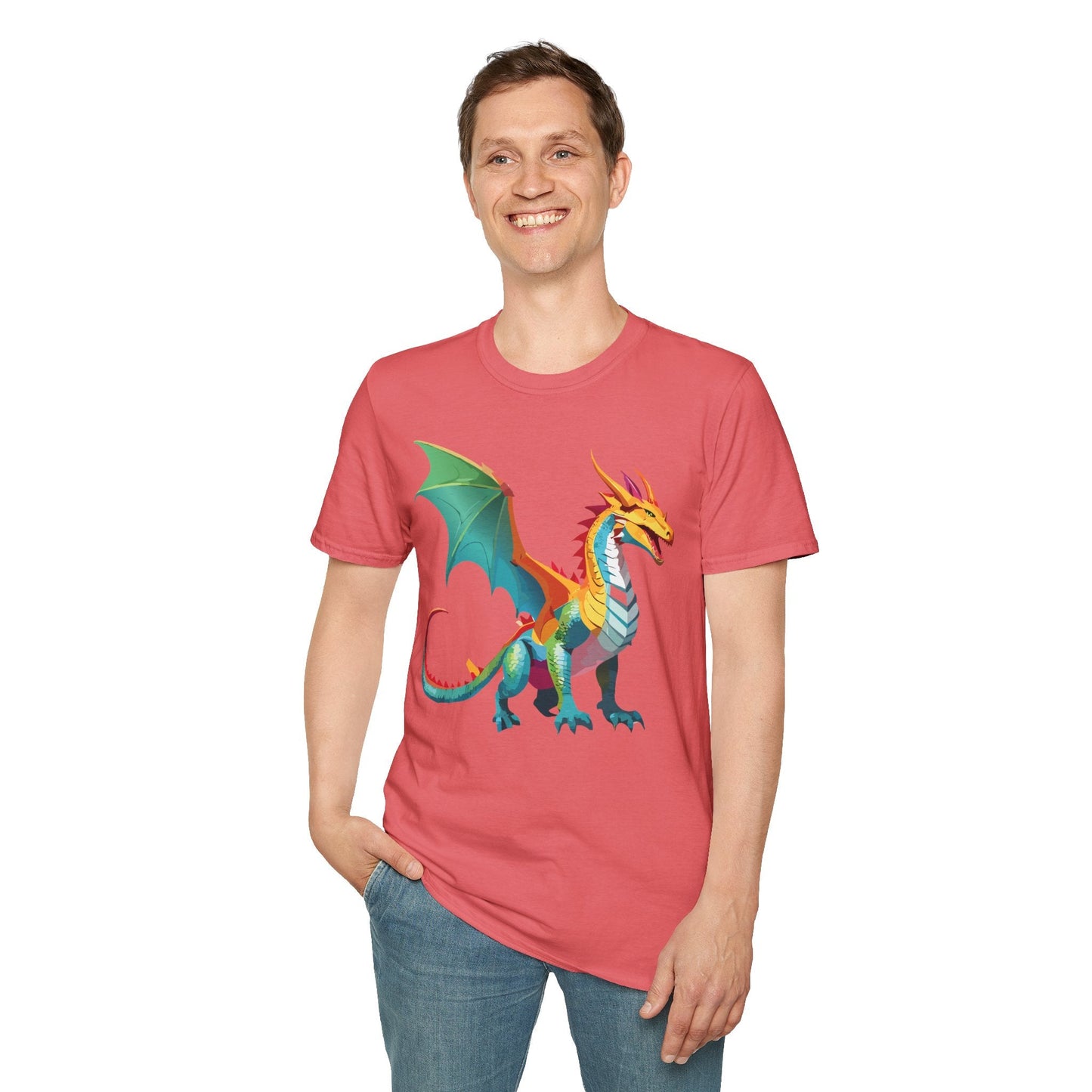 Dragon T Shirt Unisex Animal Design Tee Softstyle Gildan 64000 100 Percent Ring Spun Cotton
