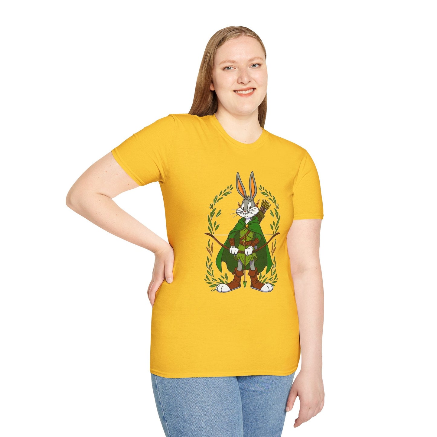 Bugs Bunny T Shirt Cartoon Art Tee Unisex Gildan Softstyle 64000 100 Percent Ring Spun Cotton