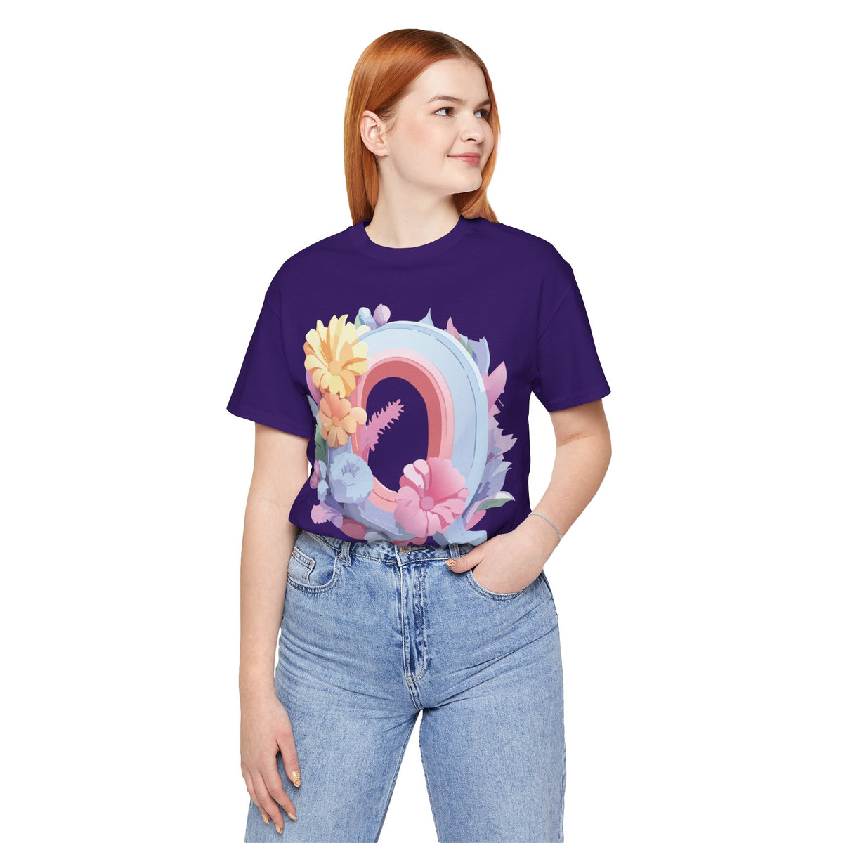Letter Q Graphic Unisex Cotton Bella+Canvas Tee with Art Letter Design