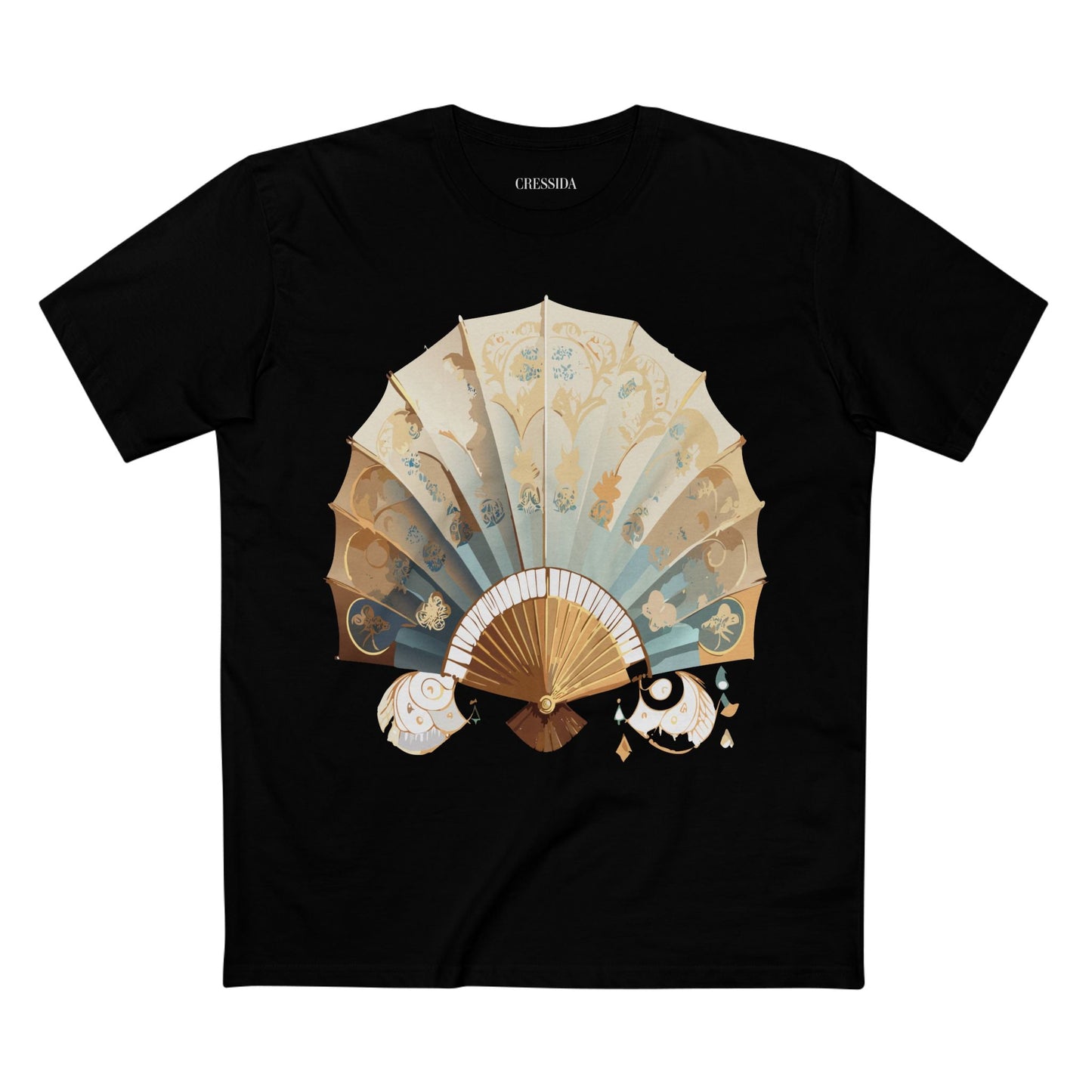 Antique Fan Graphic Design T-Shirt Unisex 100 Cotton Floral Carnival Artwork Tee 14