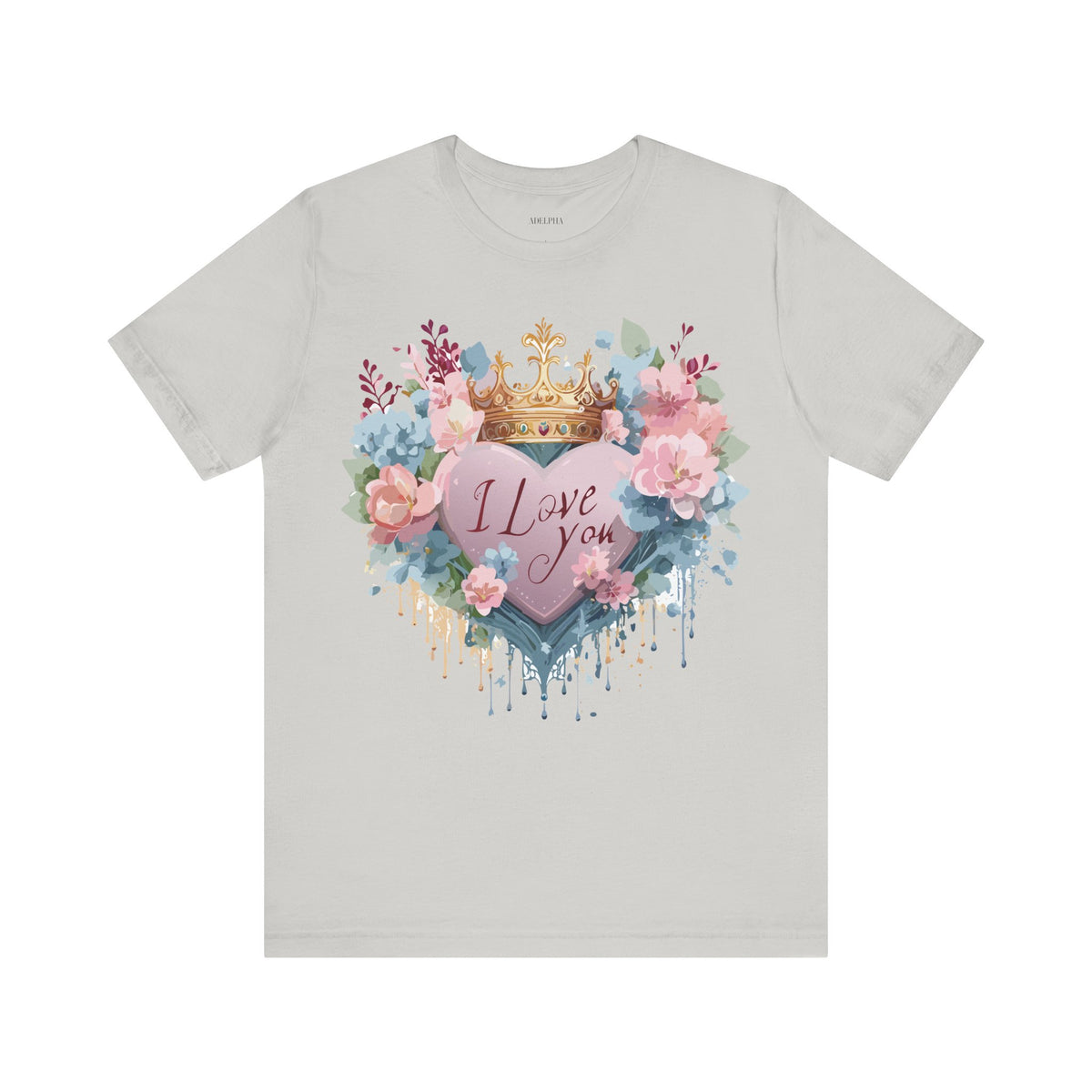 Valentine's Day Graphic Unisex Cotton Bella+Canvas Tee with Floral Art Design d133