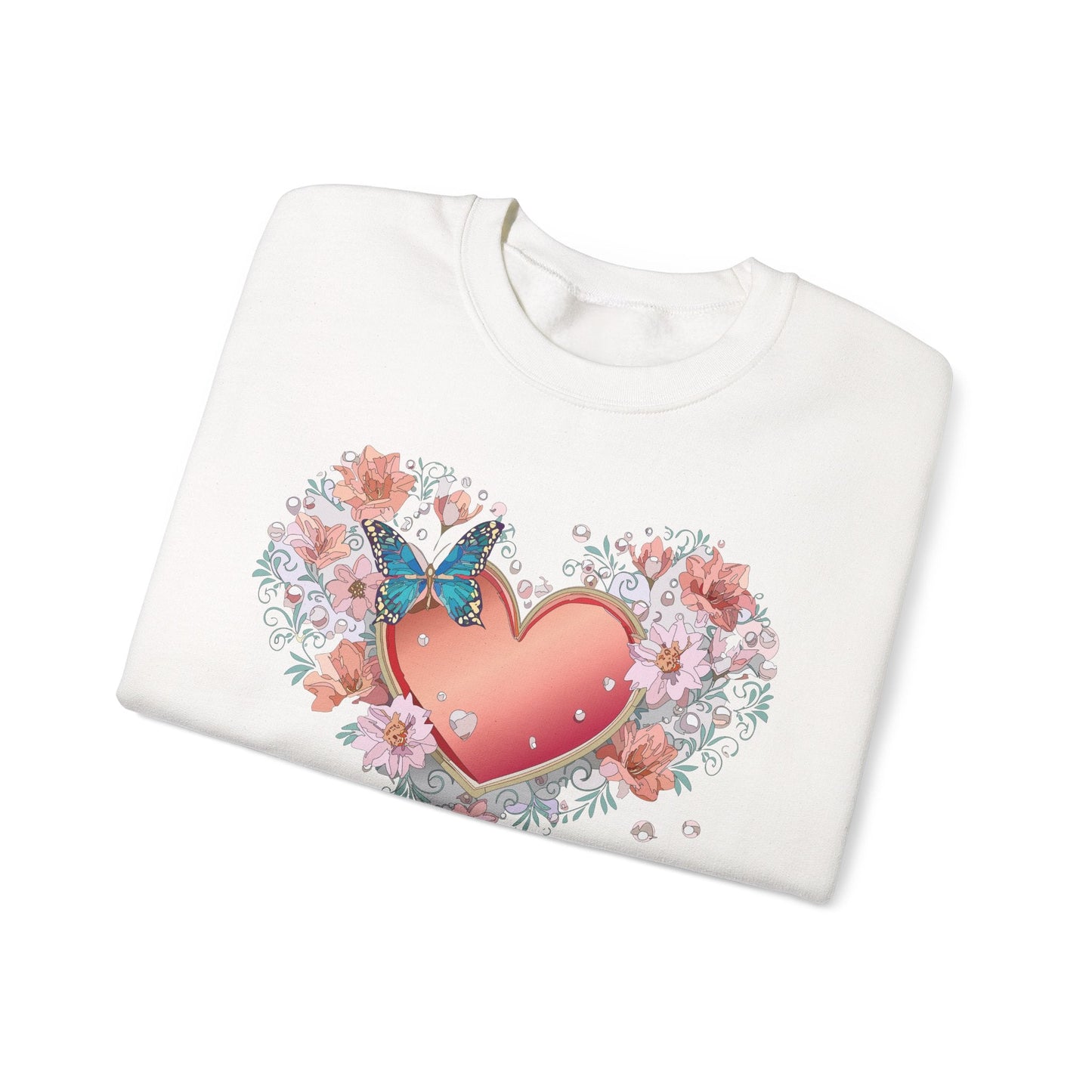 Unisex Floral Heart Sweatshirt With Love Graphic For Valentines Day Gift Cozy Winter Wear