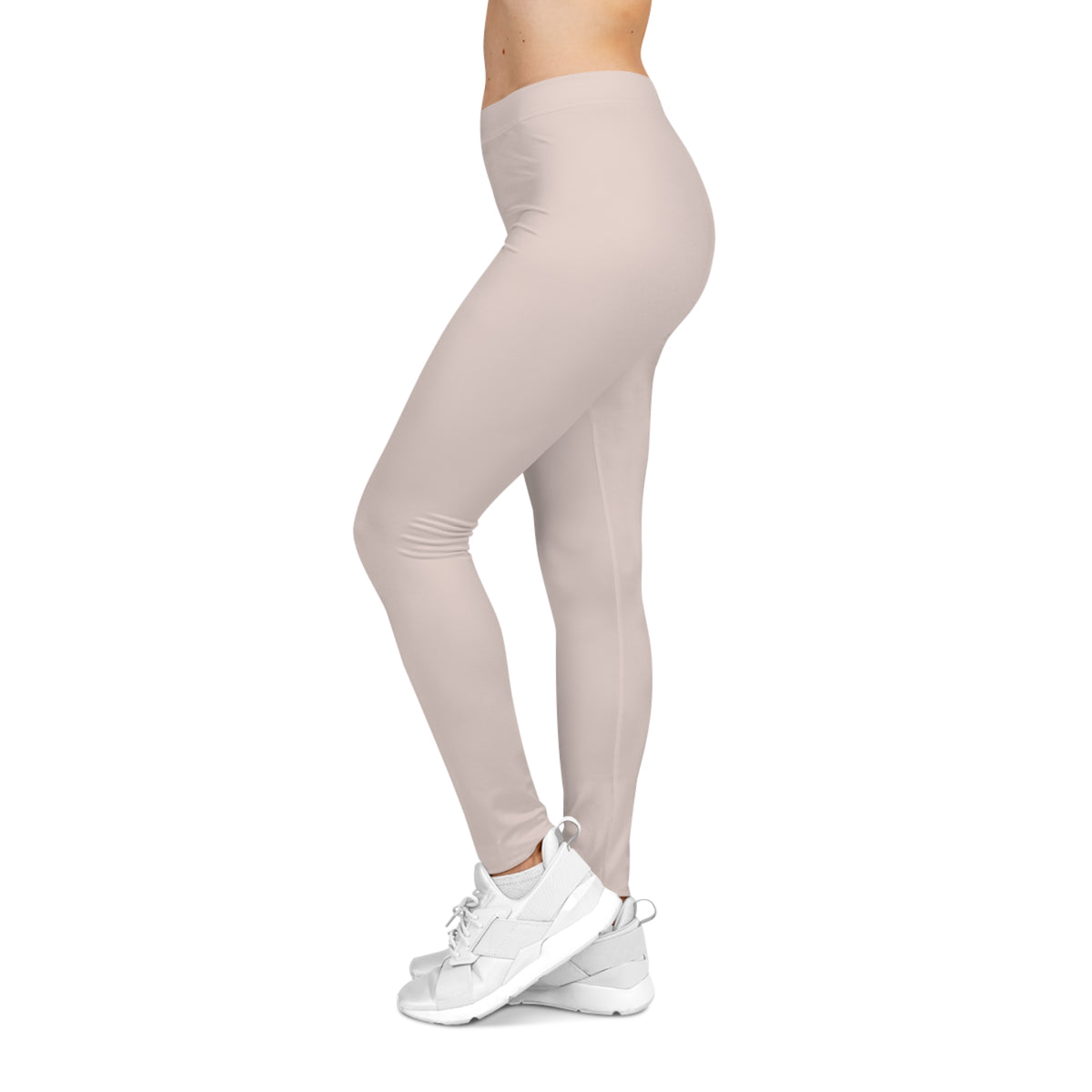 Almond Milk Beige Color Women's Poly-Span Casual Leggings XS-2XL