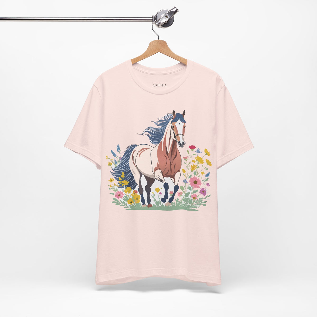 Horse Graphic Unisex Cotton Bella+Canvas Tee with Art Animal Design e30
