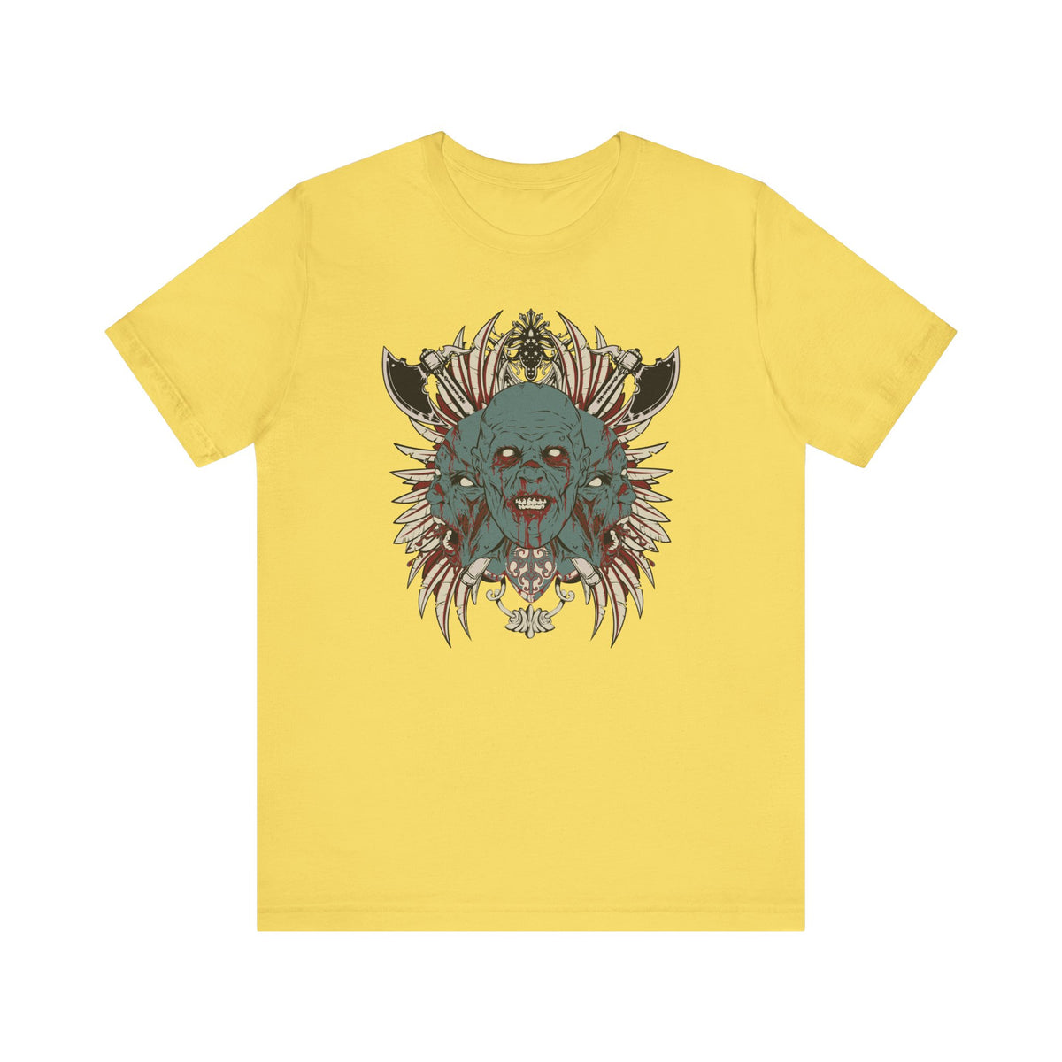 Zombie Skull Mandala T-Shirt Horror Graphic Tee, Gothic Skull Unisex Cotton Art-54-2