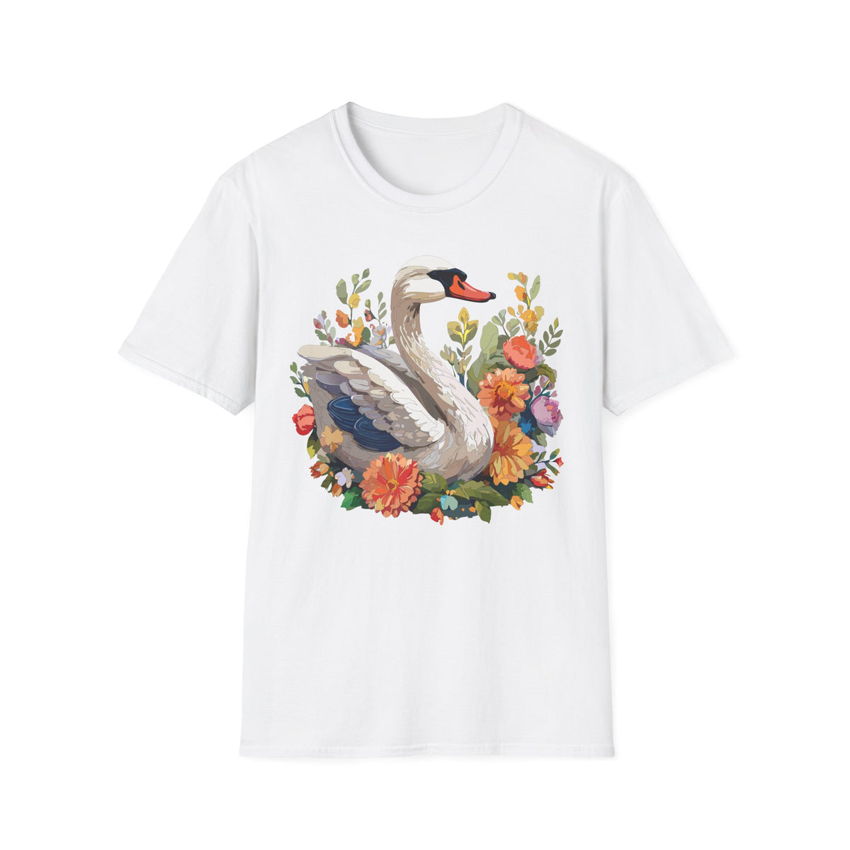 Swan Floral Illustration T-Shirt | Swans, Flowers, Botanical Art
