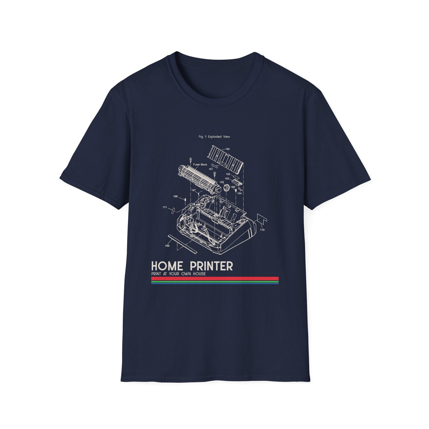 Unisex Cotton T-Shirt Vintage Home Printer Blueprint Tee Home Printer Works 4 Microdots Slogan