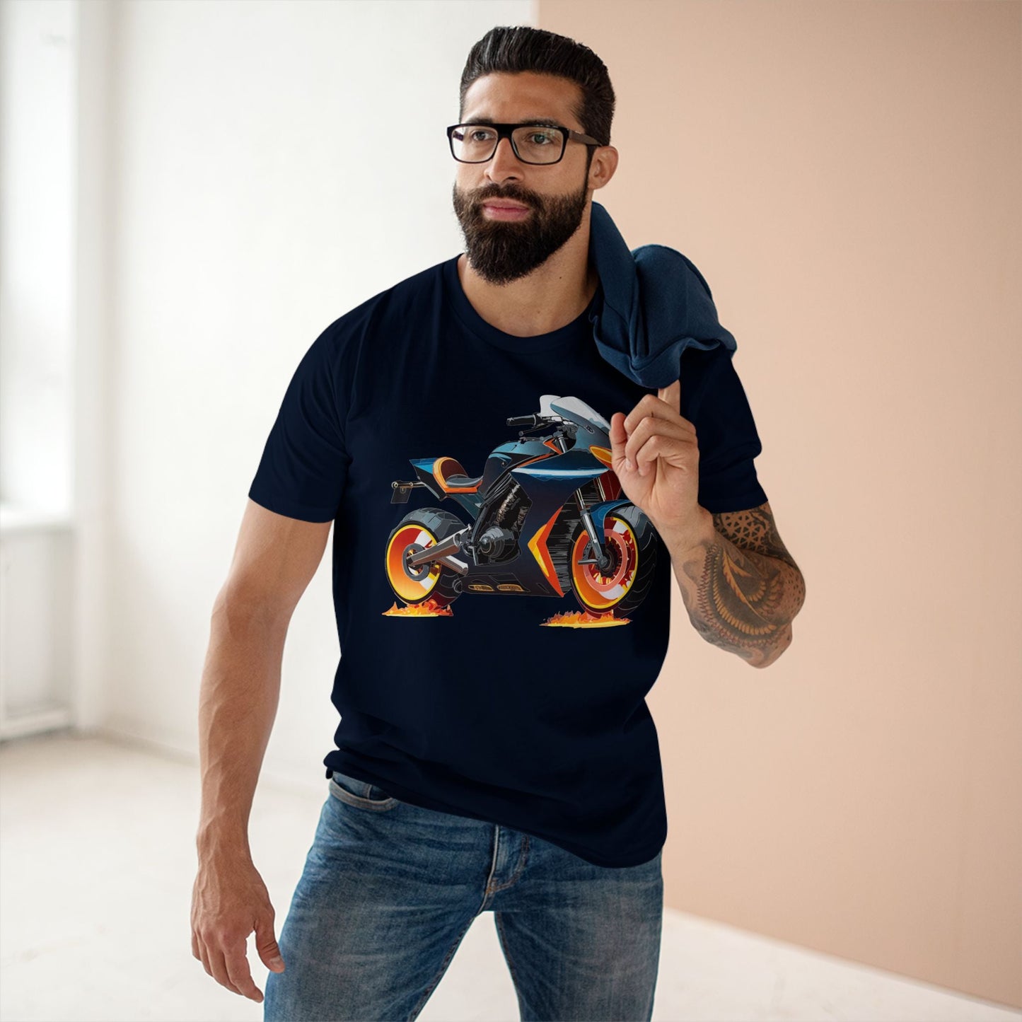 Moto Bike Graphic Unisex 100 Cotton Staple Tee 25