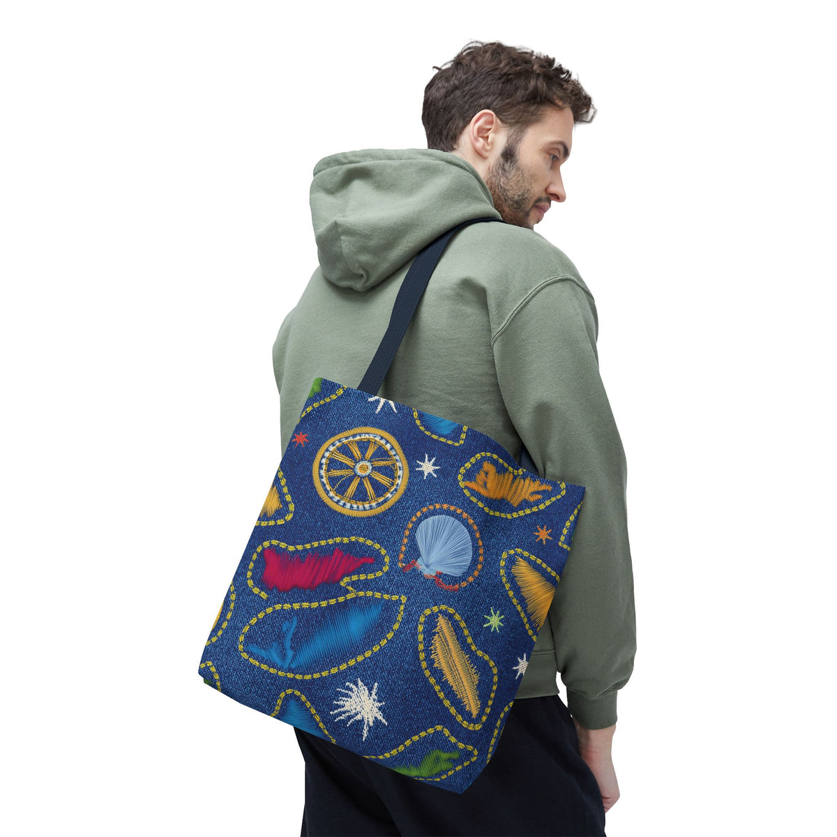 Denim Fabric Imitation Print Unisex Canvas Bag Poly Spun 3 Sizes Tote Bag 182