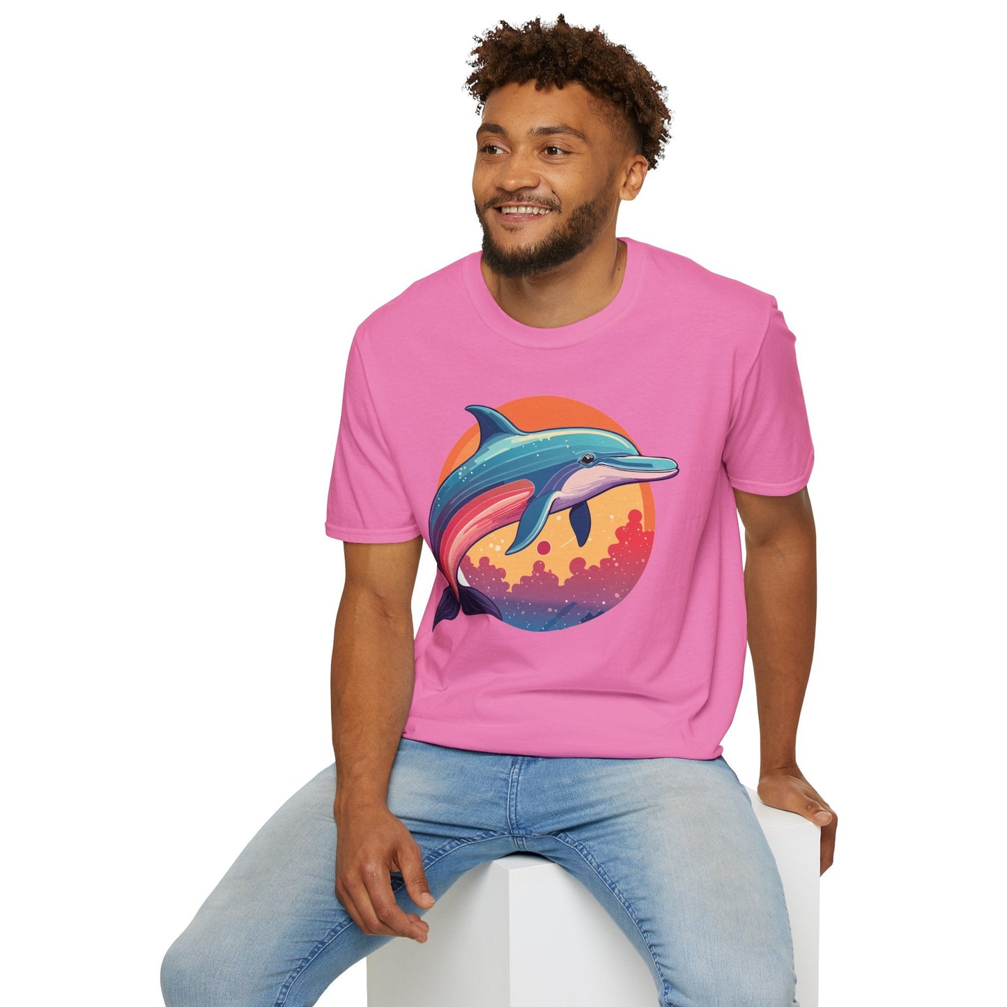 Dolphin Shirt For Unisex Adults Gildan Softstyle 64000 Ring Spun Cotton Tee Fish Tee