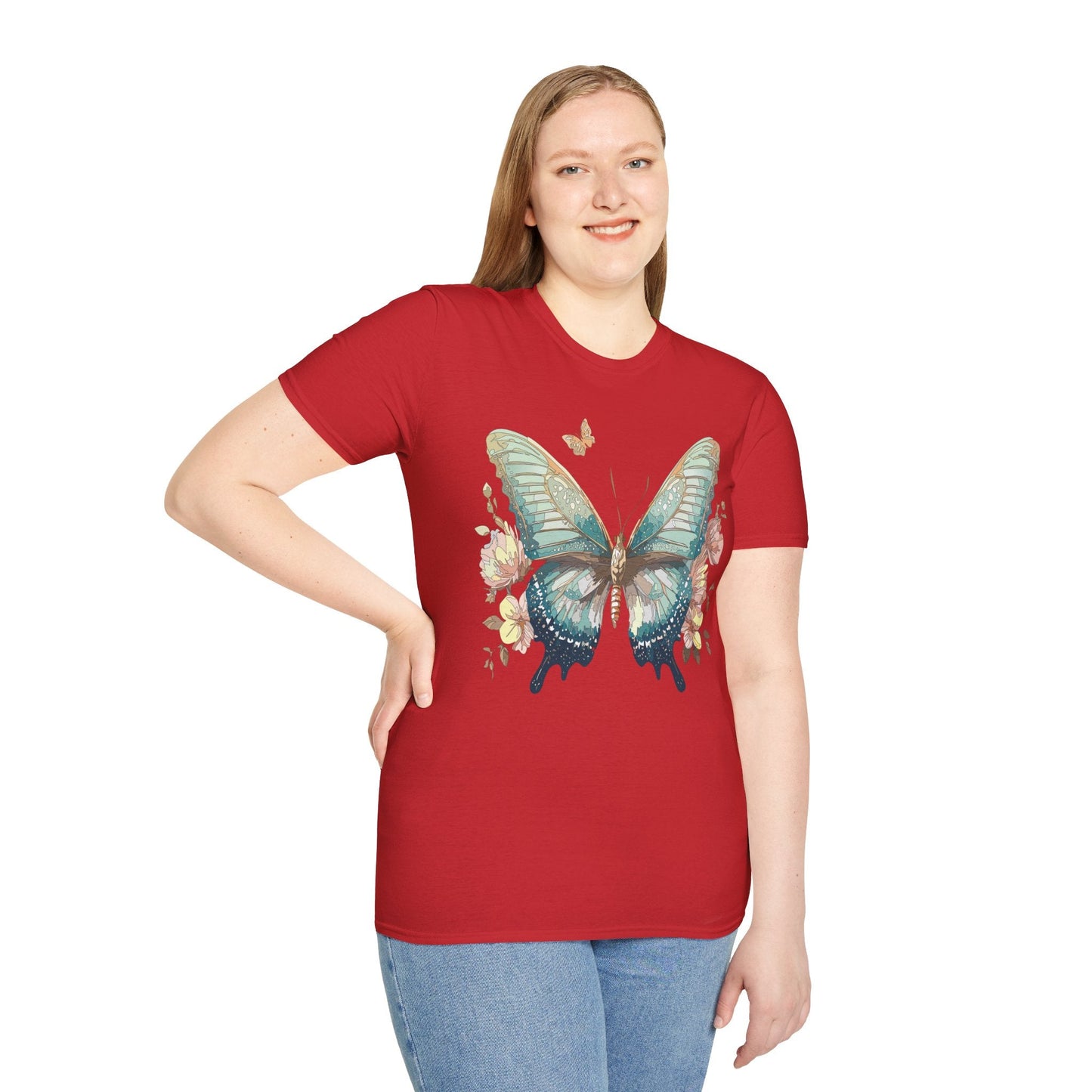 Butterfly Print Unisex T Shirt Monarch Design Softstyle 64000 Gildan Cotton Tee Quality