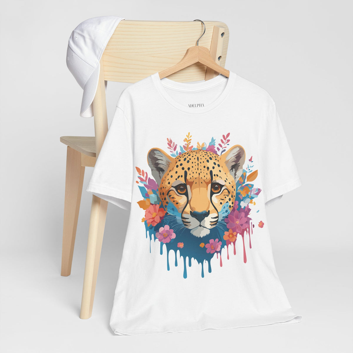 Cheetah Graphic Unisex Cotton Bella+Canvas Tee with Art Animal Design e9