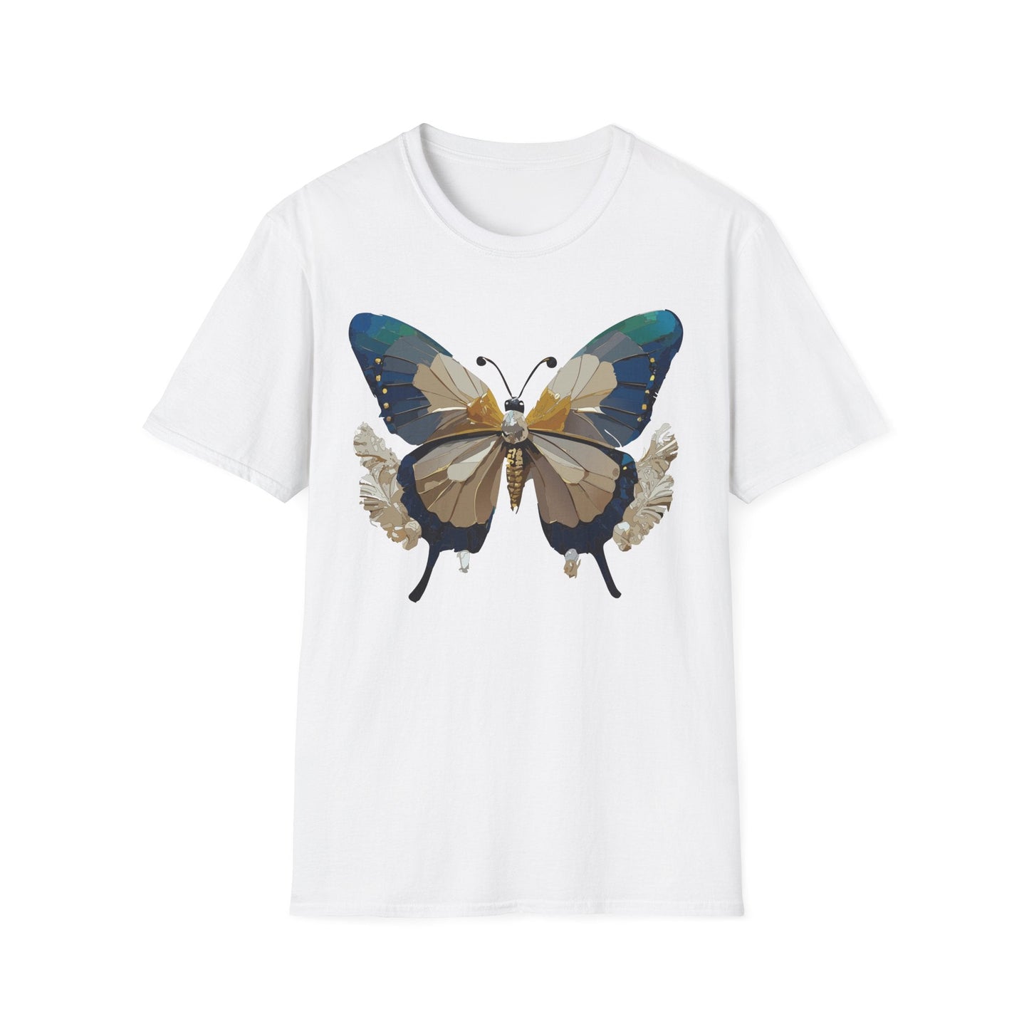 Butterfly Themed Unisex T Shirt With Monarch Design Gildan Softstyle 64000 Premium Ring Spun Cotton