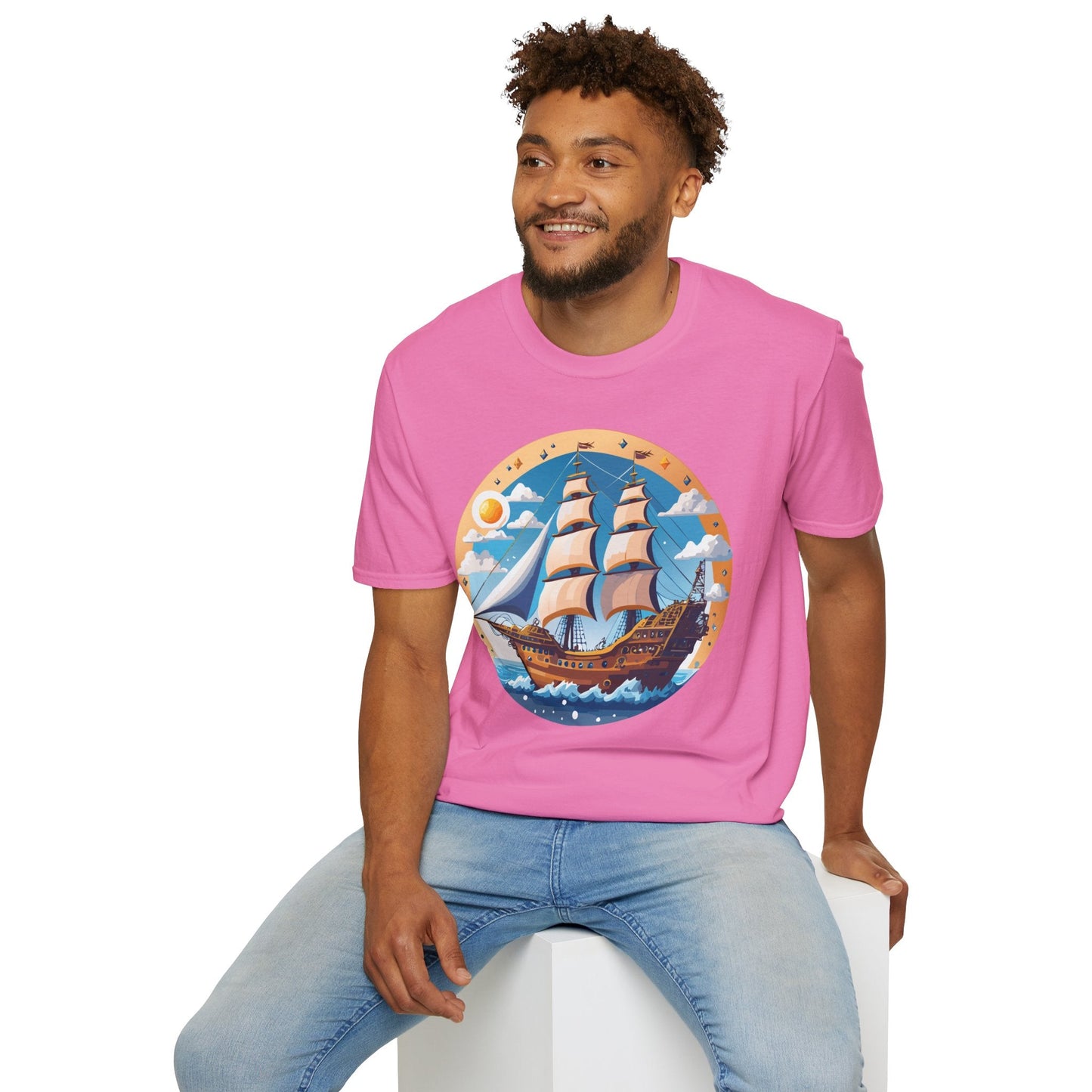 Unisex Nautical Frigate Ship T Shirt Vessel Tee Gildan Softstyle 64000 100 Percent Ring Spun Cotton